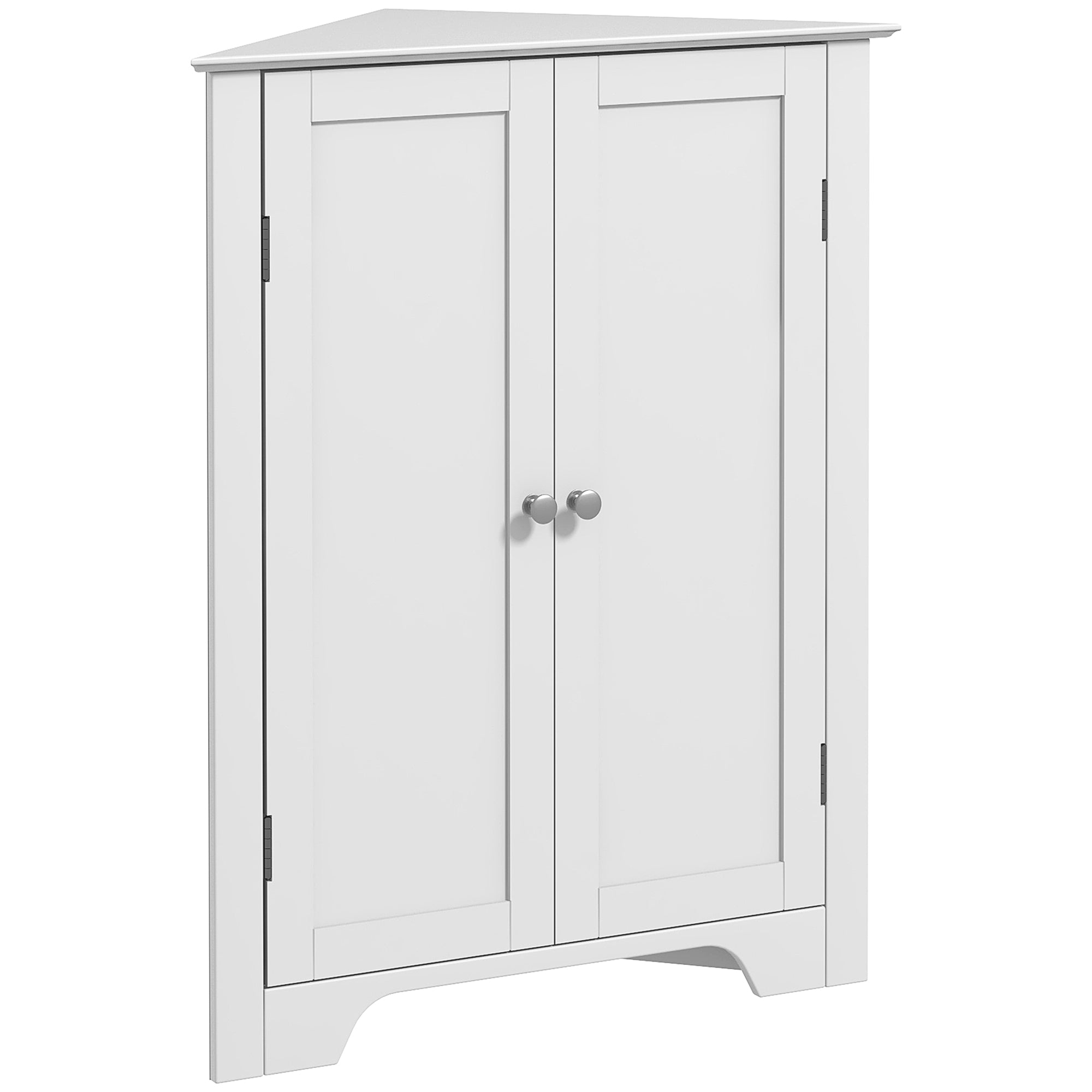kleankin Triangle Bathroom Cabinet, Corner Bathroom Storage Unit with Adjustable Shelf and Recessed Door, Free Standing, White - North Peak Garden Furniture