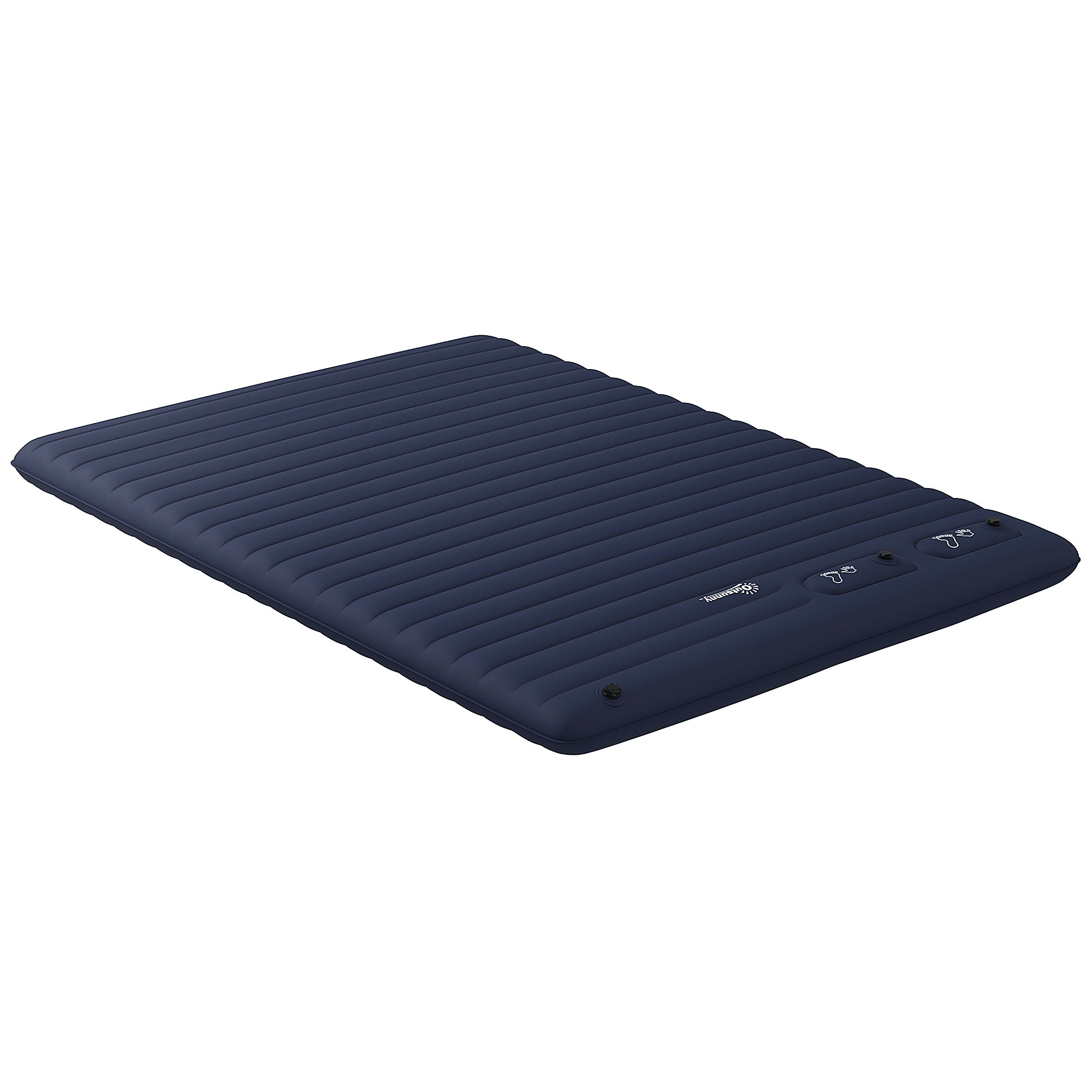 Outsunny Double Inflatable Mattress, with Built-In Pump - Blue - North Peak Garden Furniture