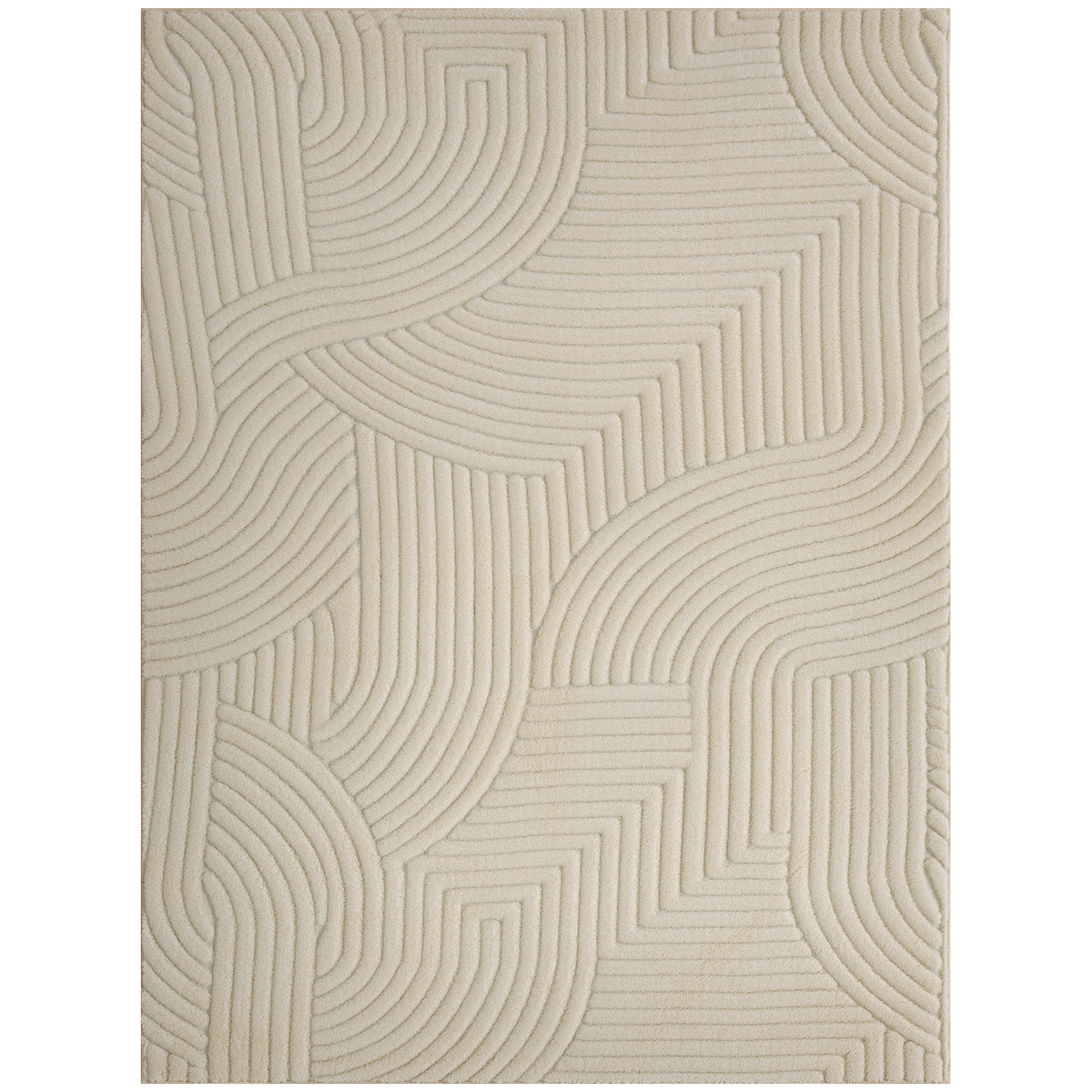 HOMCOM Modern Geometric Rug, Thick & Plush, Non-Slip, 160 x 120 cm – Cream, Living Room/Bedroom/Office