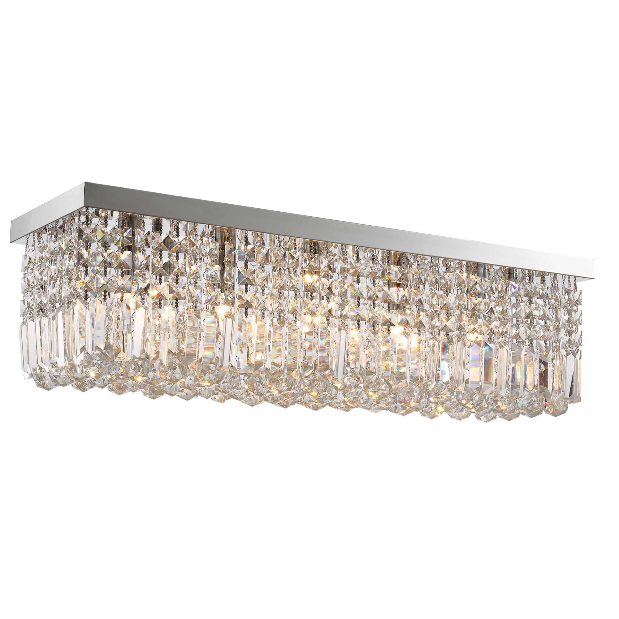 HOMCOM Modern Crystal Ceiling Light Square Crystal Chandelier for Living Room, Dining Room, Hall, E14 Base, Silver, 80 x 25 x 23cm - North Peak Garden Furniture