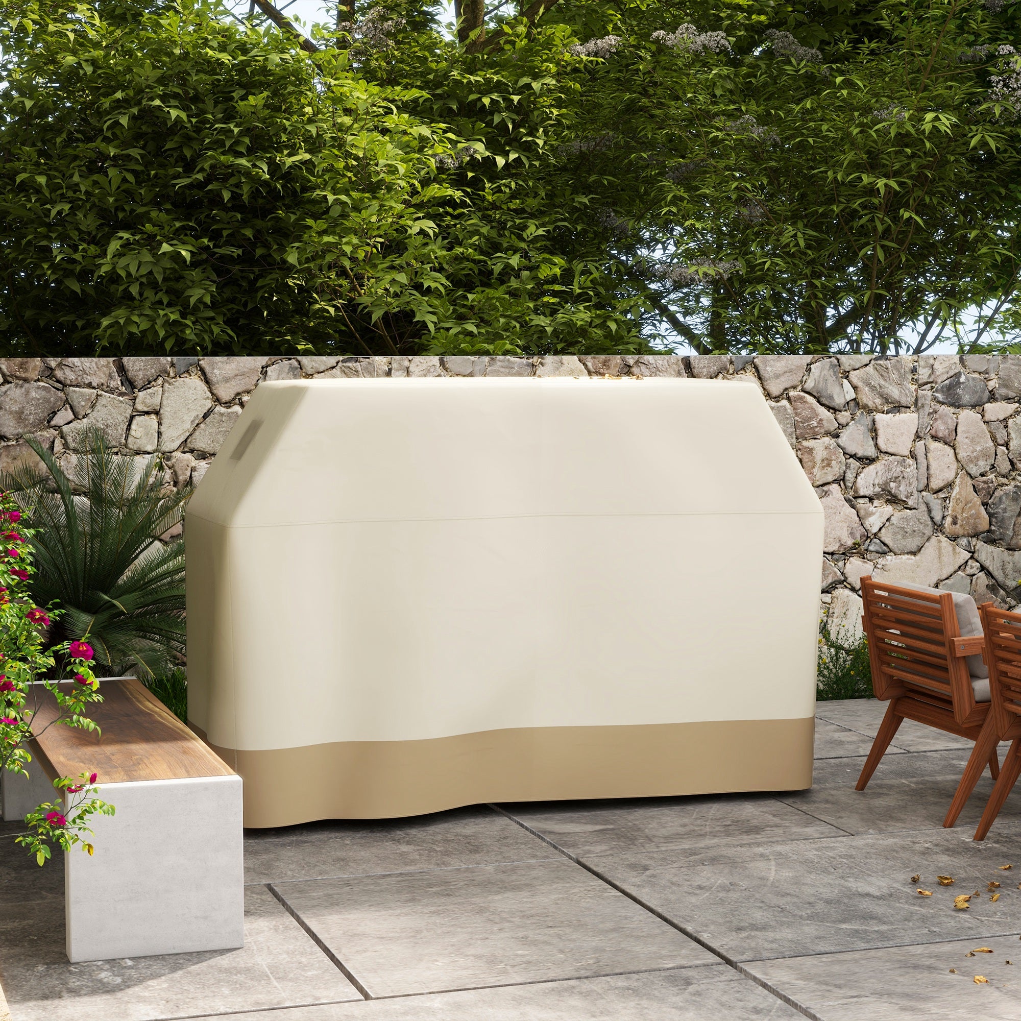 Outsunny 71W x 188Lcm PU Coated Protective Grill Cover - Beige - North Peak Garden Furniture