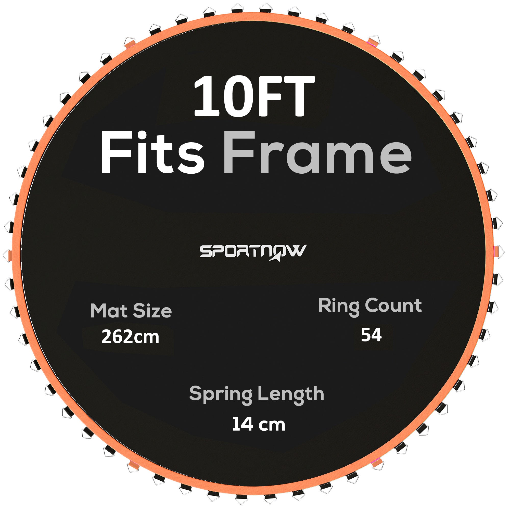 SPORTNOW Trampoline Replacement Mat with Spring Pull Tool, 54 V-Hooks, for 10ft Trampoline using 14cm Springs, Orange
