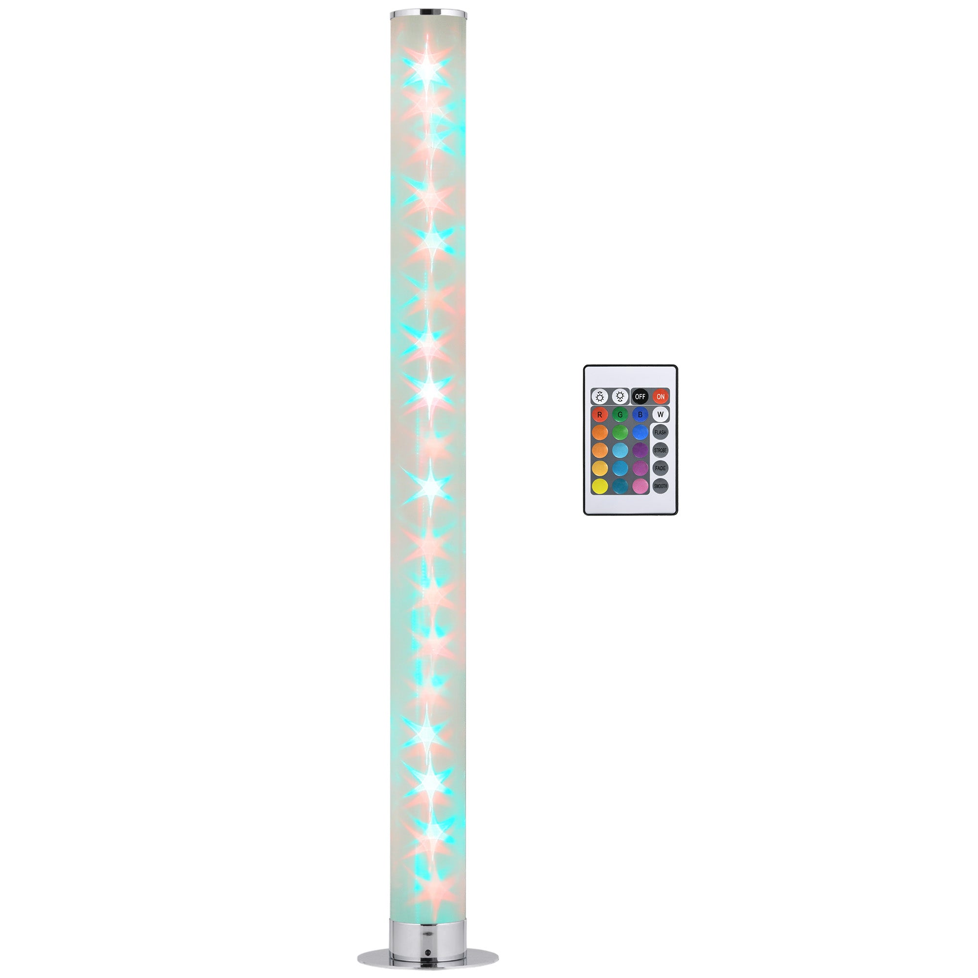 HOMCOM RGB Floor Lamp, Dimmable Corner Lamp with Remote Control & 16 Colours Effects, LED Modern Mood Lighting for Living Room Bedroom Gaming Room, Max Power 5W - North Peak Garden Furniture