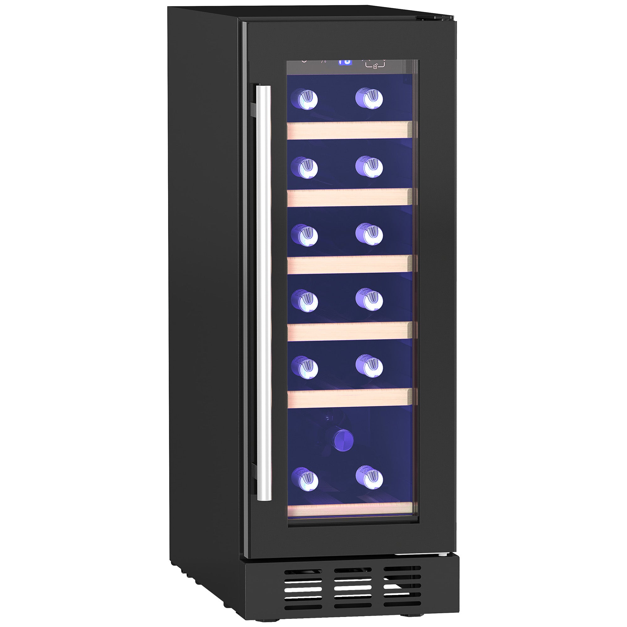 HOMCOM 19 Bottle 5-18℃ Wooden Rack Wine Fridge - Black - North Peak Garden Furniture