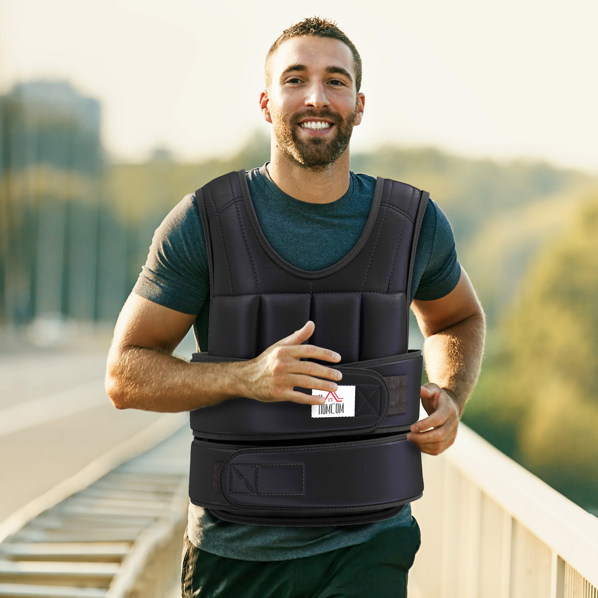 HOMCOM 20kg Weighted Vest, Adjustable Running Weight Vest with 38 Weight Bags for Men or Women Cardio Exercise, Black - North Peak Garden Furniture