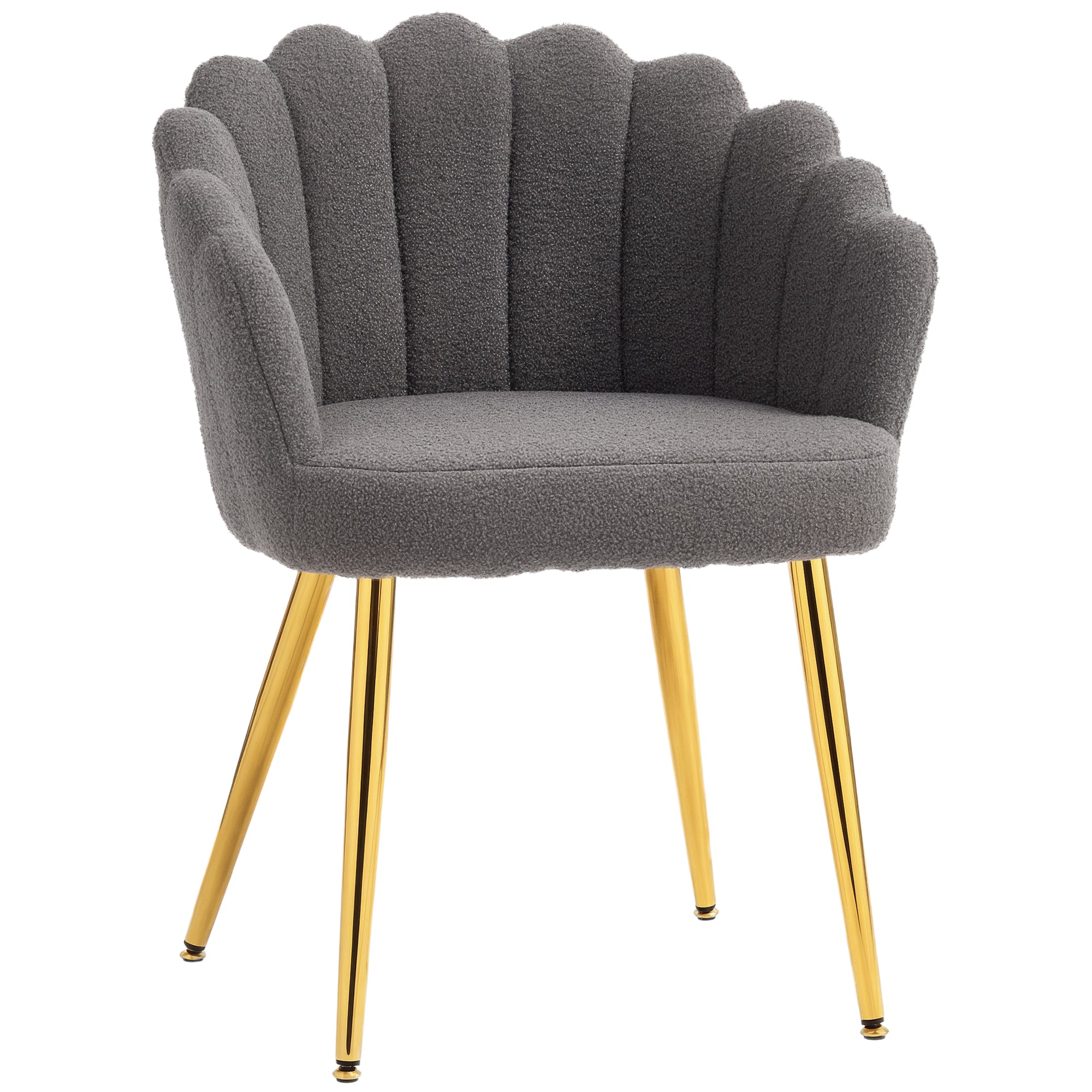 HOMCOM Lounge Chair Petal-Back Armchair Metal Metal Legs for Living Room Bedroom, Grey