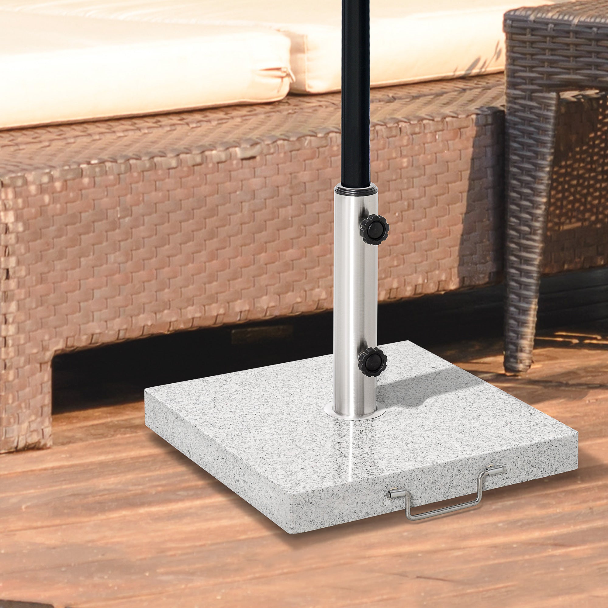 Outsunny 25kg Garden Umbrella Base Durable Parasol Holder Patio Furniture Outdoor Sunshade Marble Stand - North Peak Garden Furniture