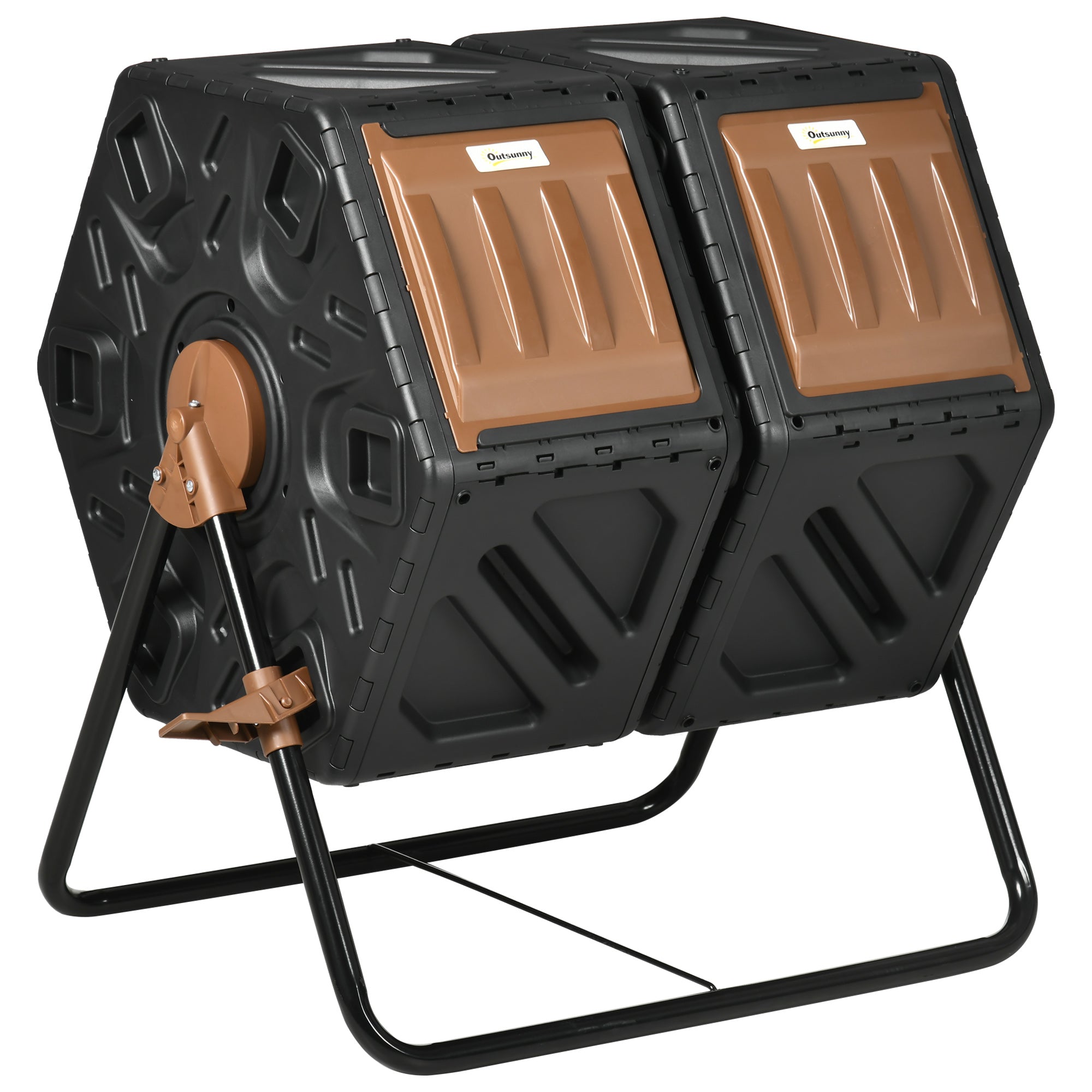 Outsunny 130L Double Chamber Composter - Black - North Peak Garden Furniture