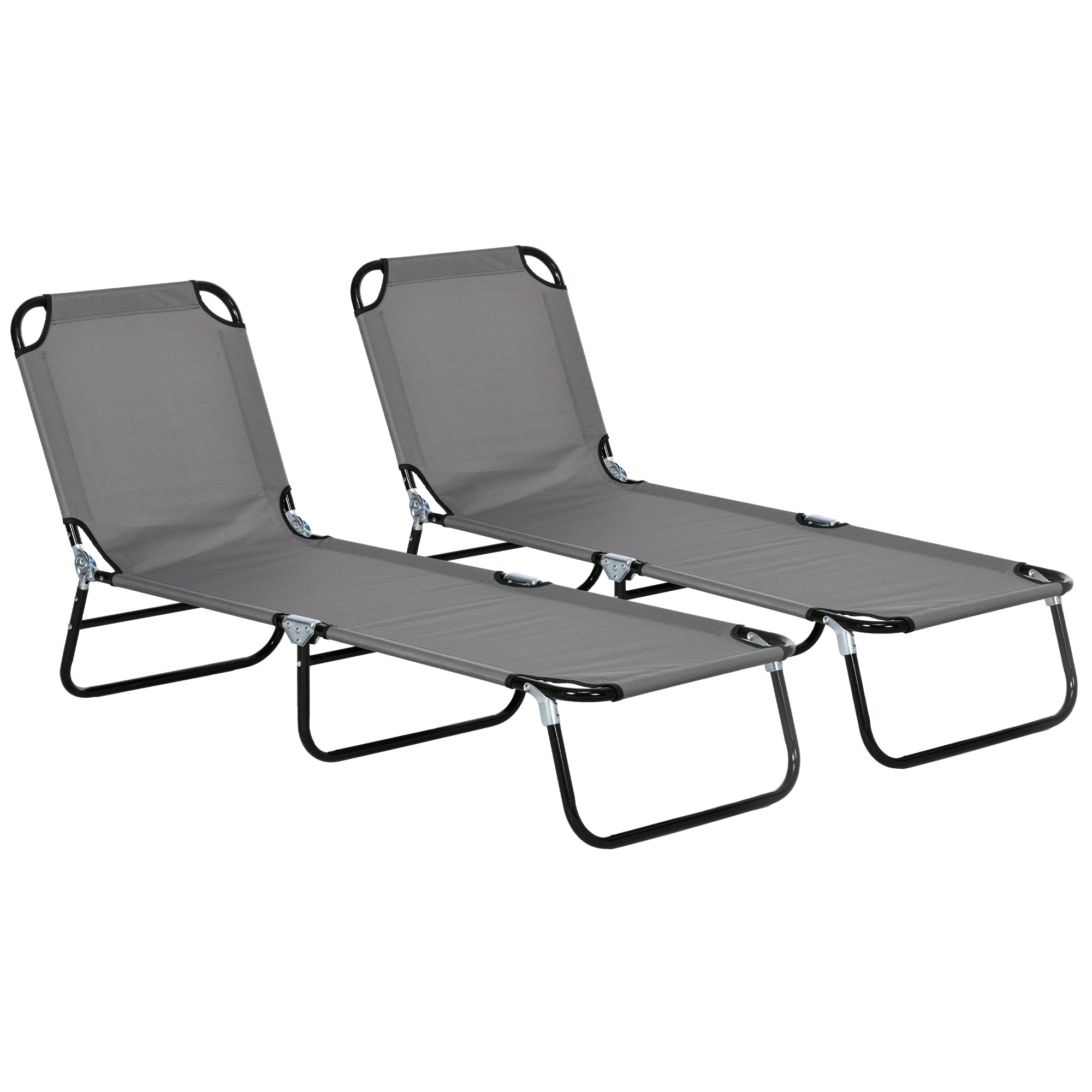 Outsunny Garden Sun Lounger, with Five-Position Back - Grey - North Peak Garden Furniture