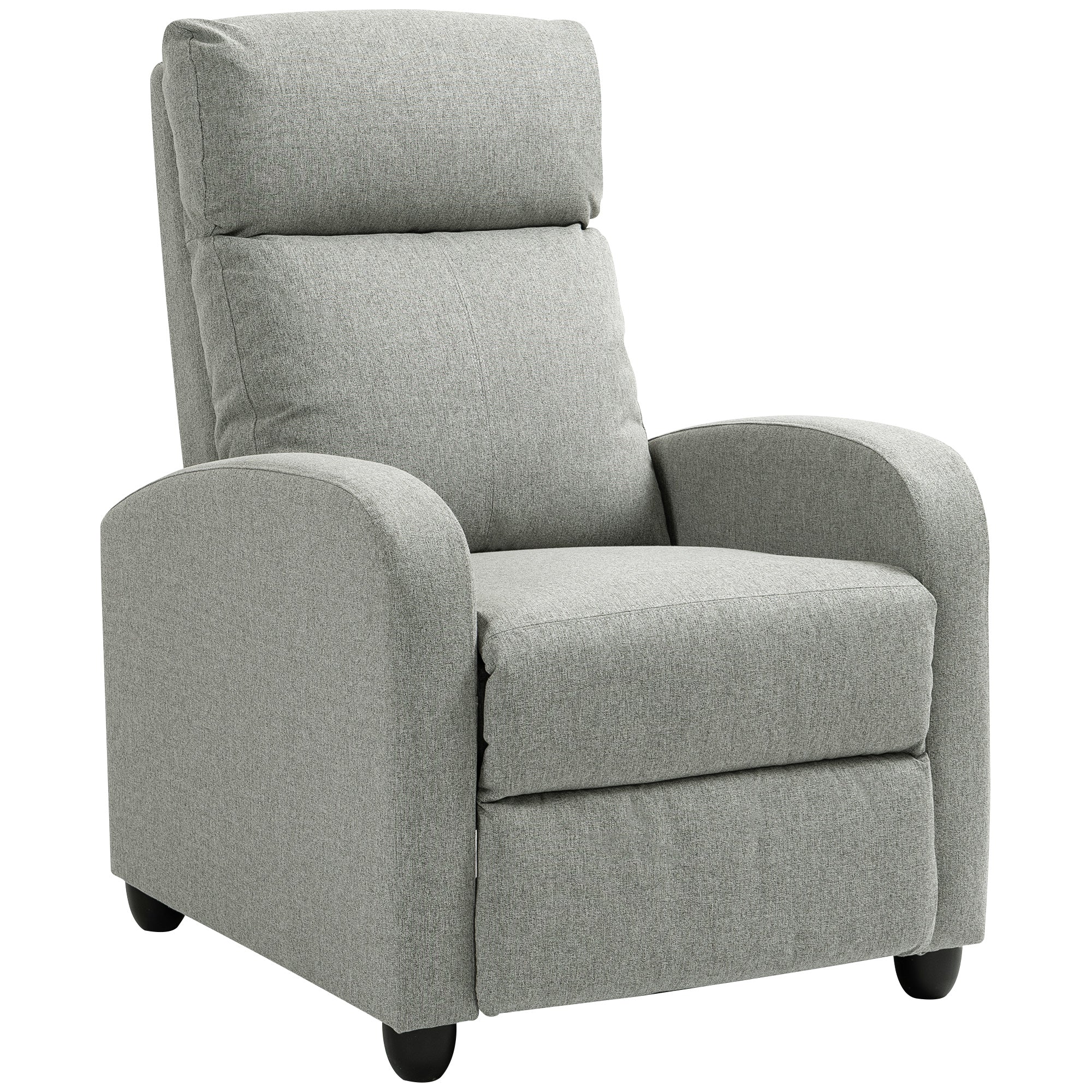 HOMCOM Push Back Recliner Armchair, Linen Fabric Manual Reclining Chair with Adjustable Footrest and Padded Seat for Living Room, Bedroom, Light Grey - North Peak Garden Furniture