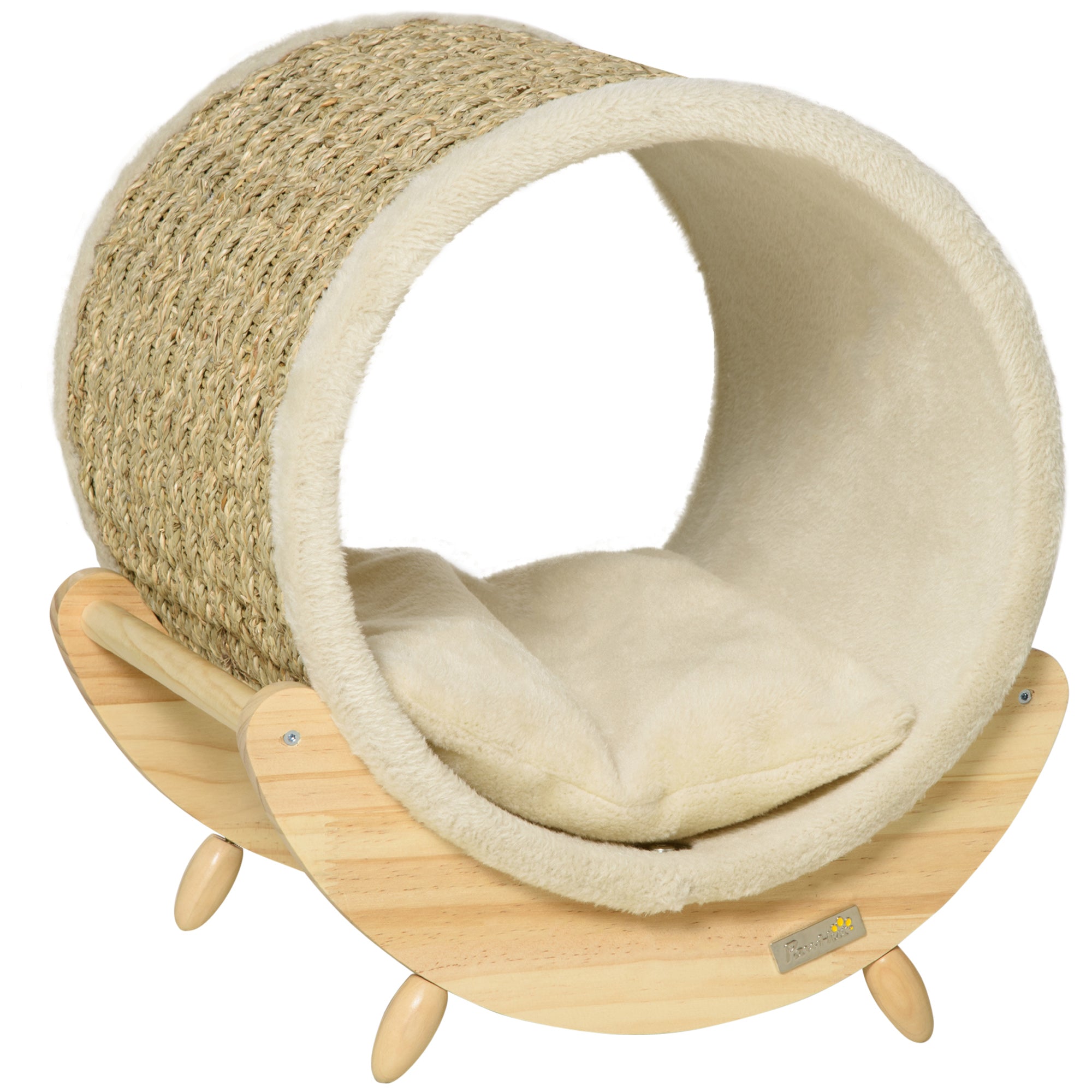 PawHut Raised Cat House, with Scratcher - Beige - North Peak Garden Furniture