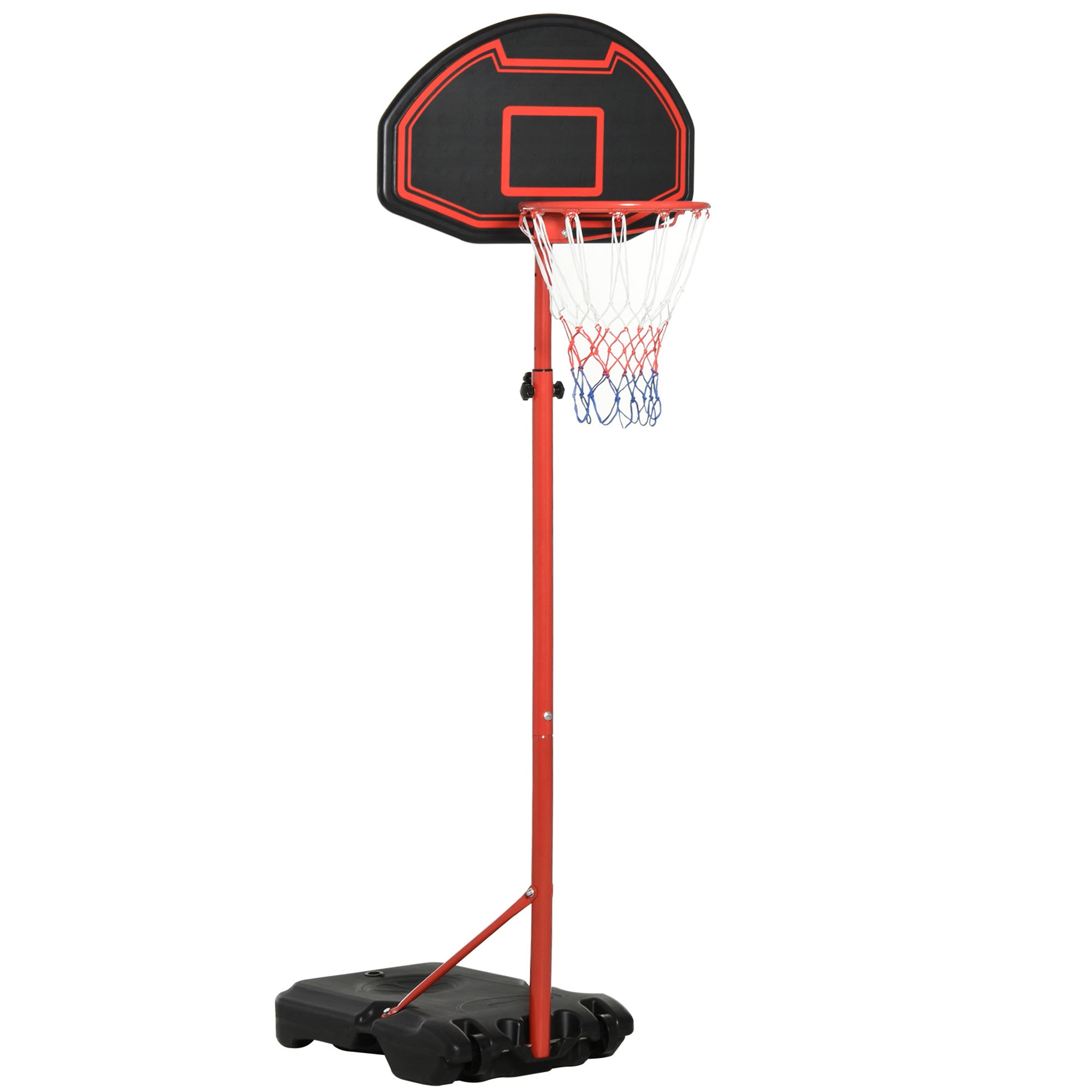 HOMCOM Outdoor Free Standing Basketball Stand Kids Fun Ball Games Net Hoop Garden Sports Backboard Portable Height Adjustable (1.55m-2.1m) w/ Wheels, Black - North Peak Garden Furniture