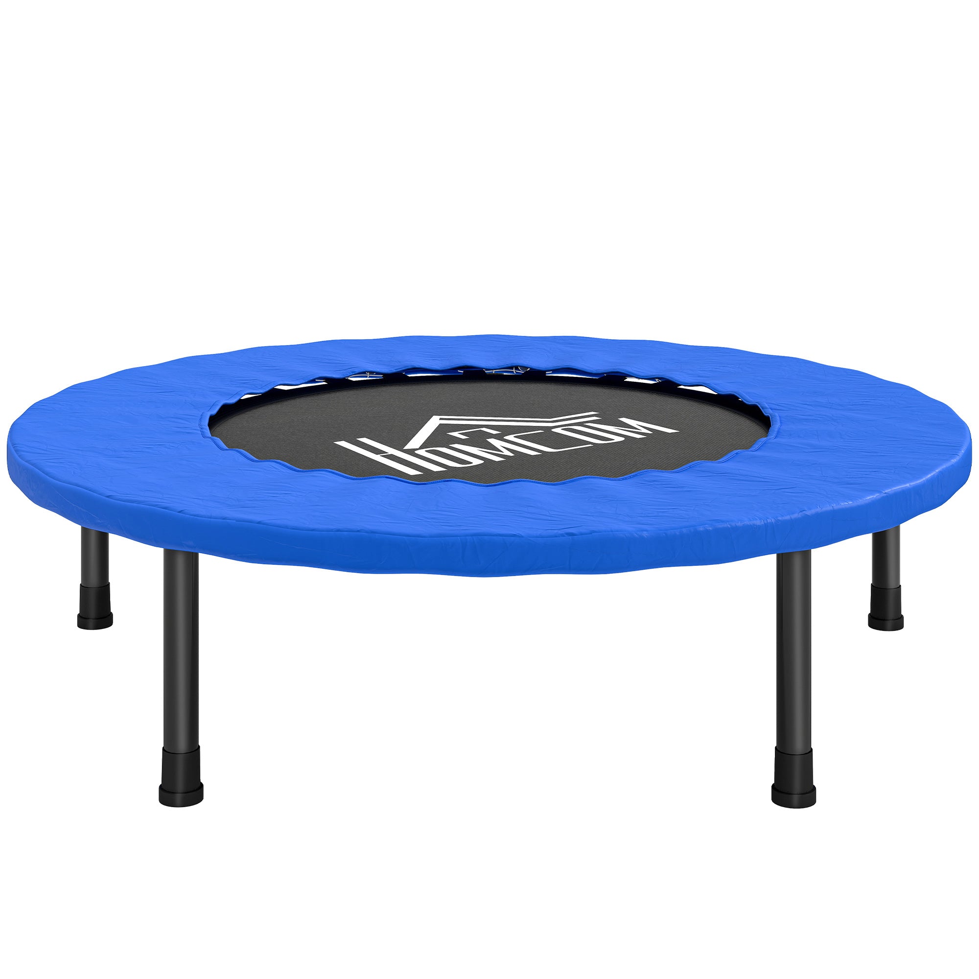 HOMCOM 32" Mini Fitness Trampoline Home Gym Yoga Exercise Rebounder Indoor Outdoor Jumper with Safety Pad, Support Up to 100 KG, Blue and Black