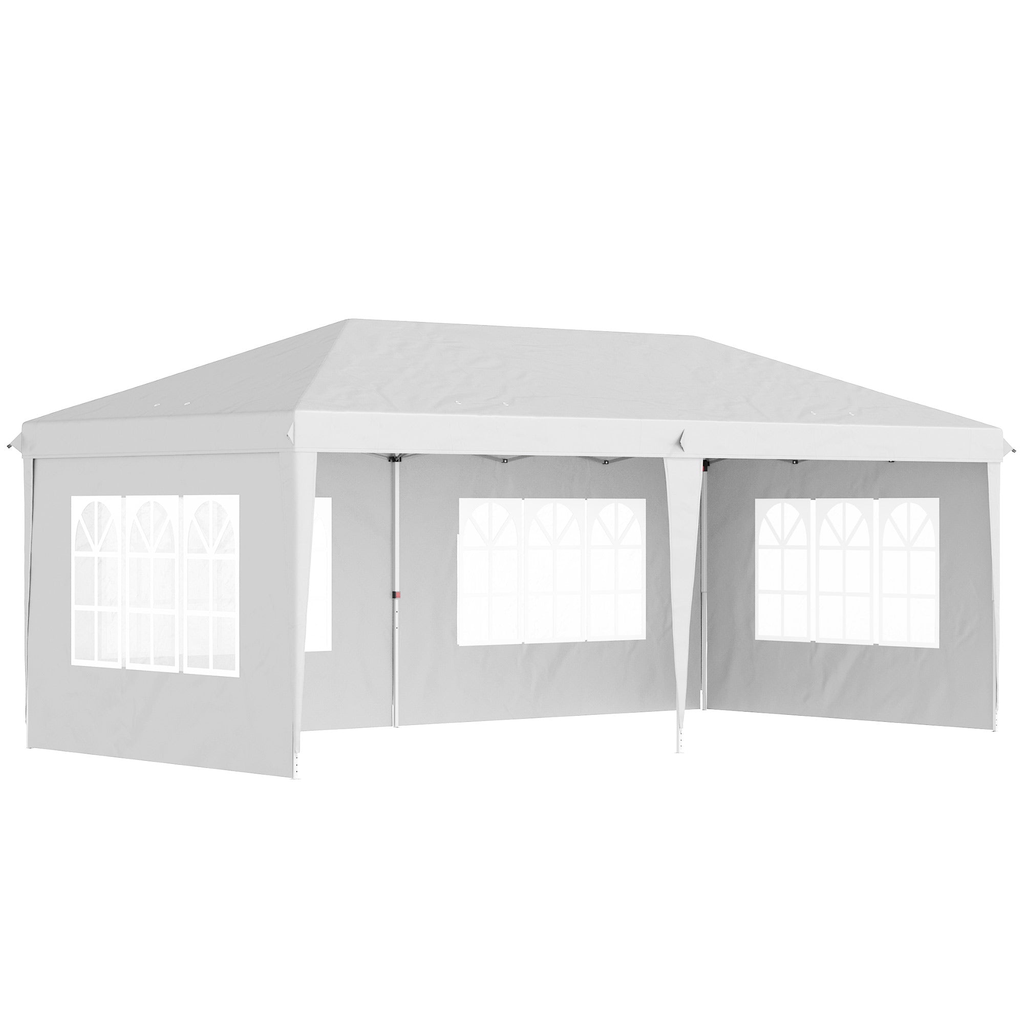 Outsunny 3 x 6m Pop Up Gazebo, Height Adjustable Marquee Party Tent with Sidewalls and Storage Bag, White - North Peak Garden Furniture