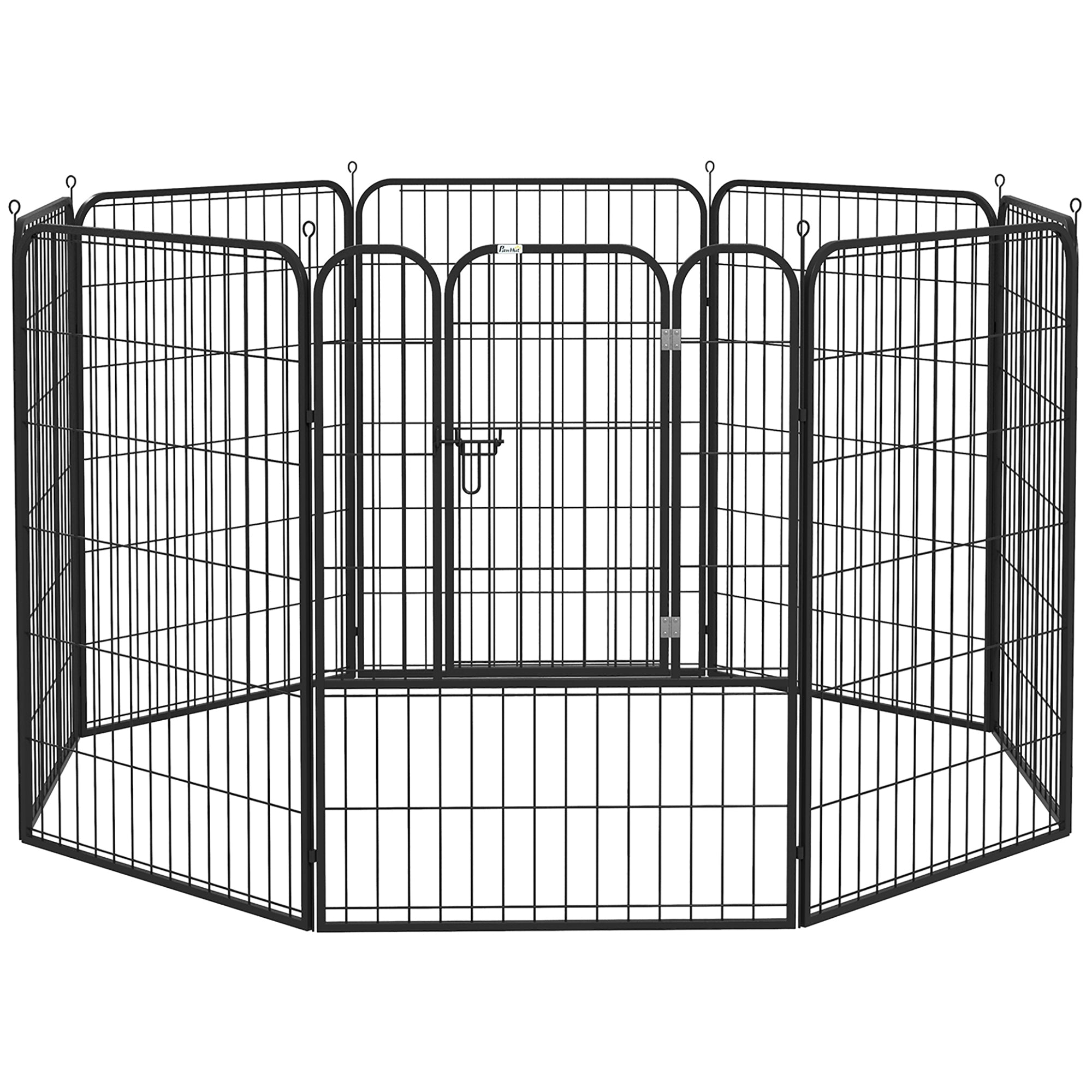 PawHut 8 Panels Heavy Duty Puppy Playpen, for Large, Medium Dogs, Indoor and Outdoor Use - Black - North Peak Garden Furniture