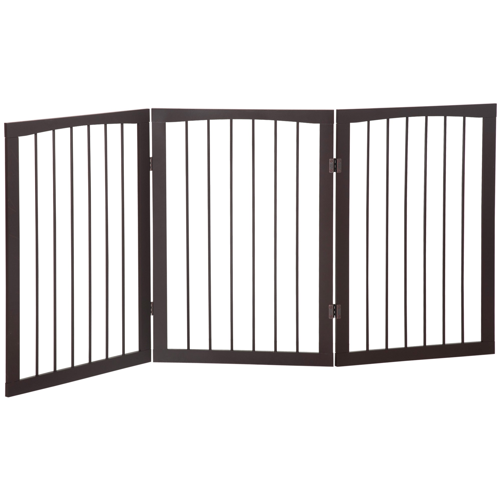 PawHut Folding 3 Panel Pet Gate Wooden Foldable Dog Fence Indoor Free Standing Safety Gate Portable Separation Pet Barrier Guard - North Peak Garden Furniture