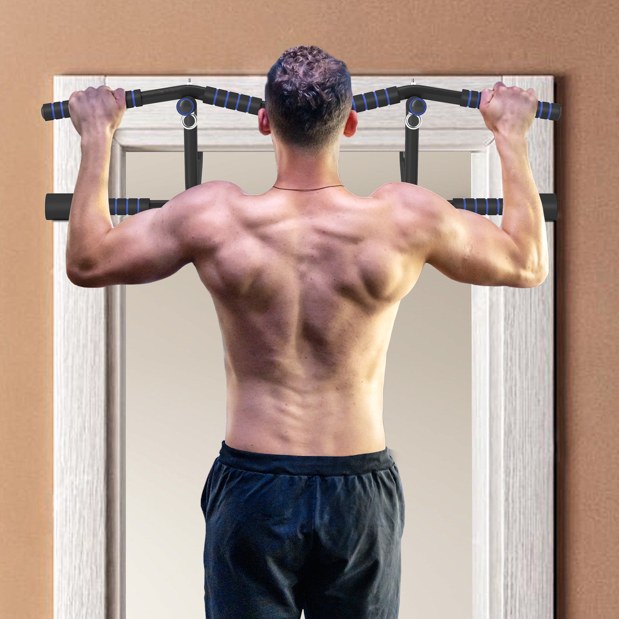 SPORTNOW Doorway Multi-Grip Pull Up Bar with Non-Slip Grips, Chin Up Bar with Anti-Fall Slot for Indoor Gym Upper Body Workout - North Peak Garden Furniture