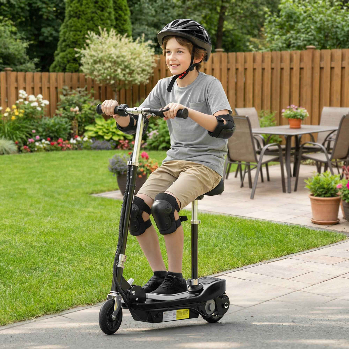 HOMCOM Outdoor Ride On Powered Scooter Sporting Toy 120W Motor Bike 2 x 12V Battery - Black