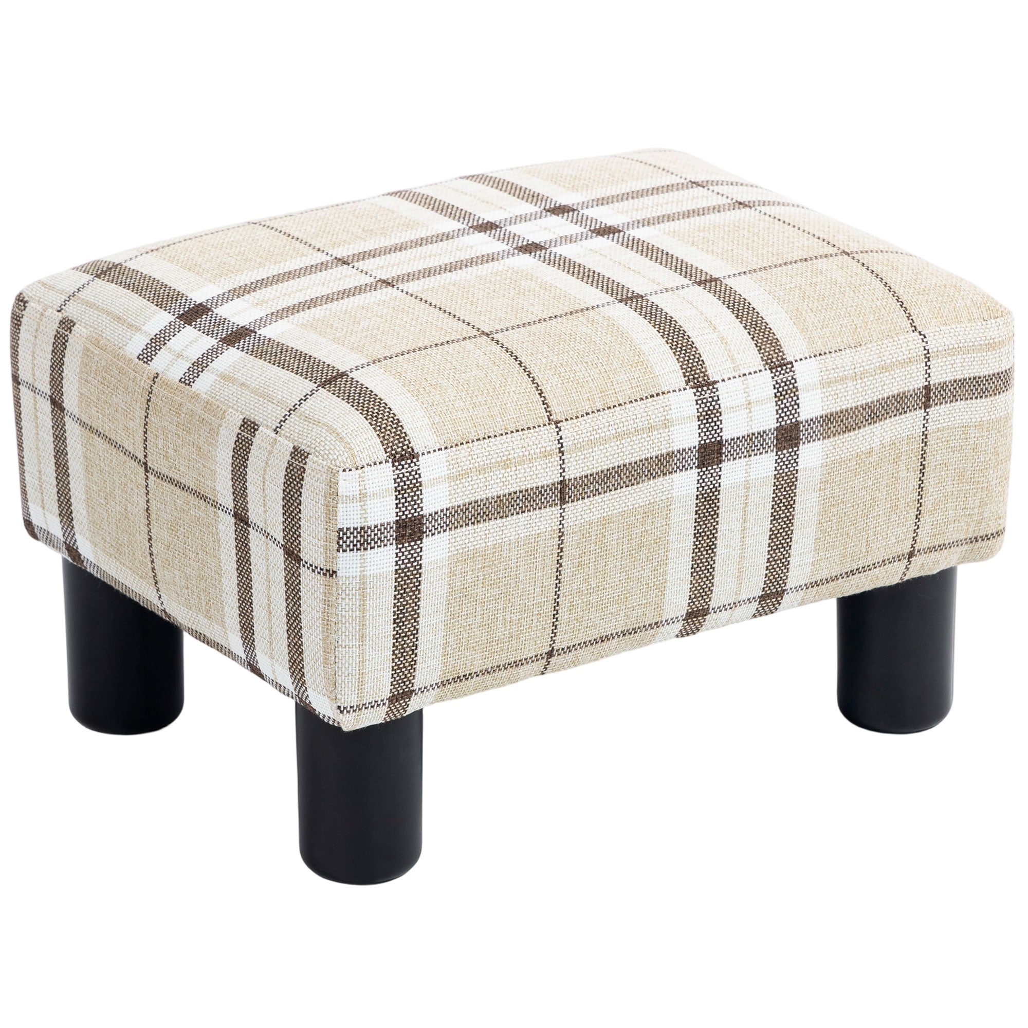 HOMCOM Linen Fabric Footstool Ottoman Cube with 4 Plastic Legs, Multi-colored