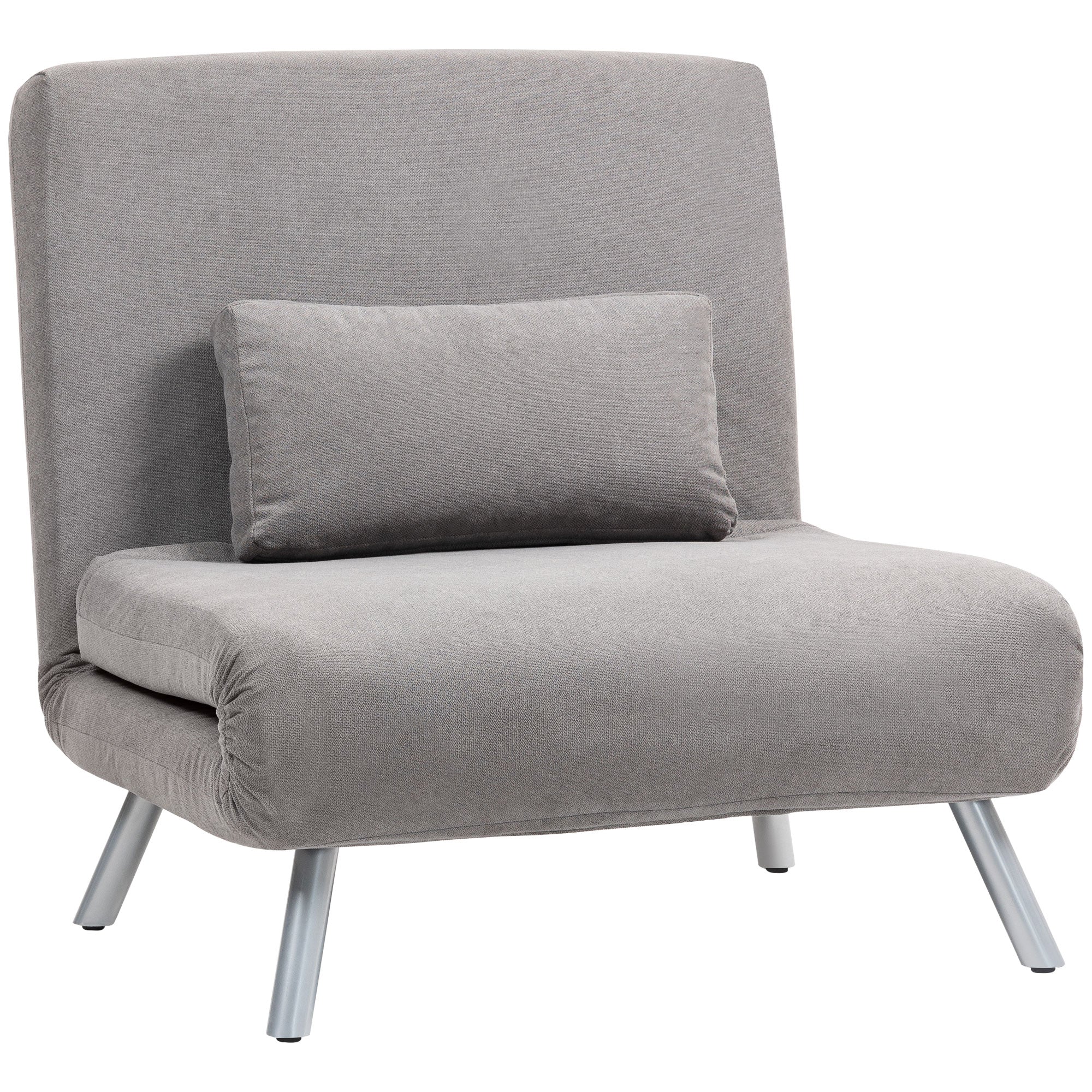 HOMCOM Single Velvet-Feel Chair Bed - Grey