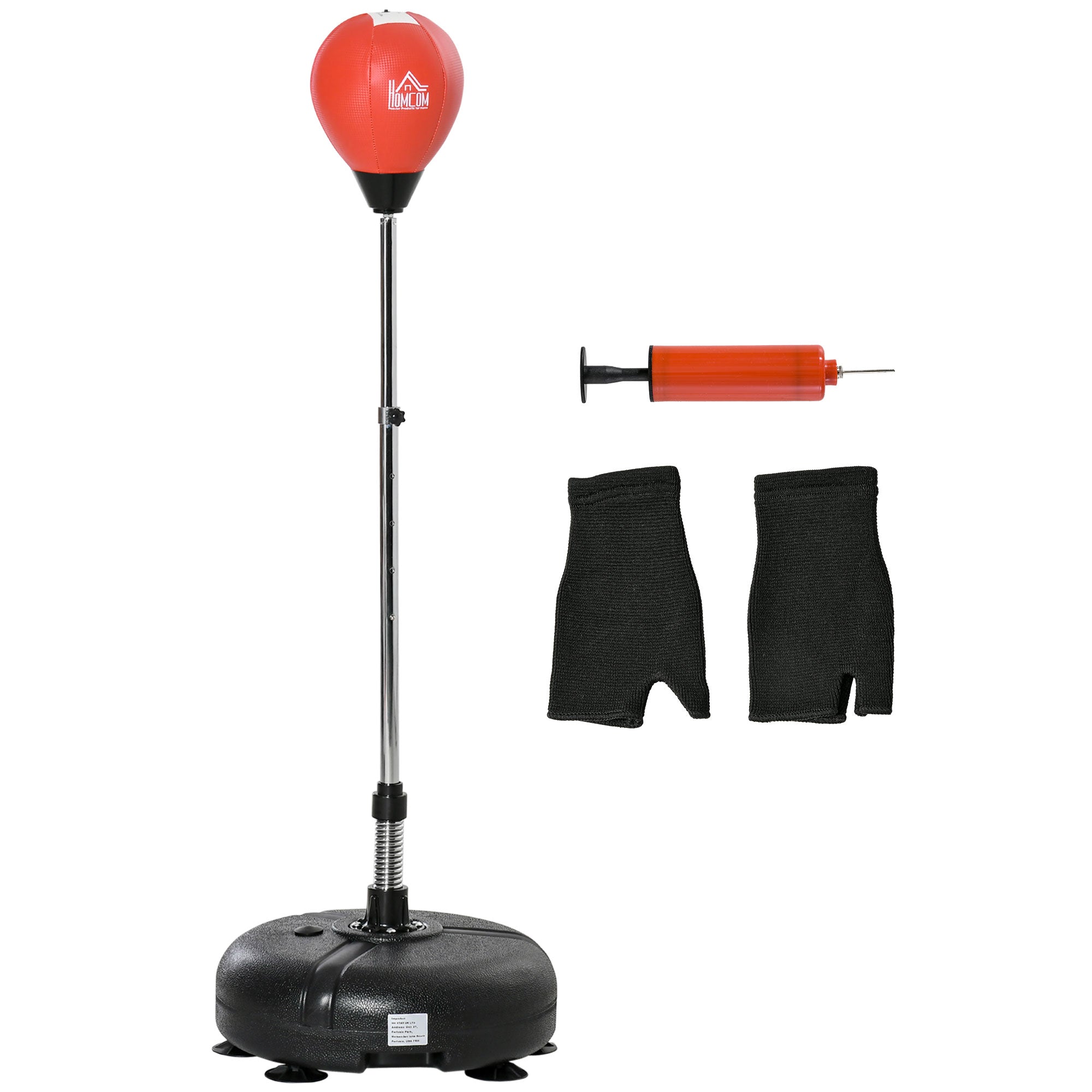 HOMCOM Punching Bag with Stand, Free Standing Boxing Bag Set, Speed Bag with Speedball Adjustable Height from 132cm to 158cm for Teens, Red - North Peak Garden Furniture