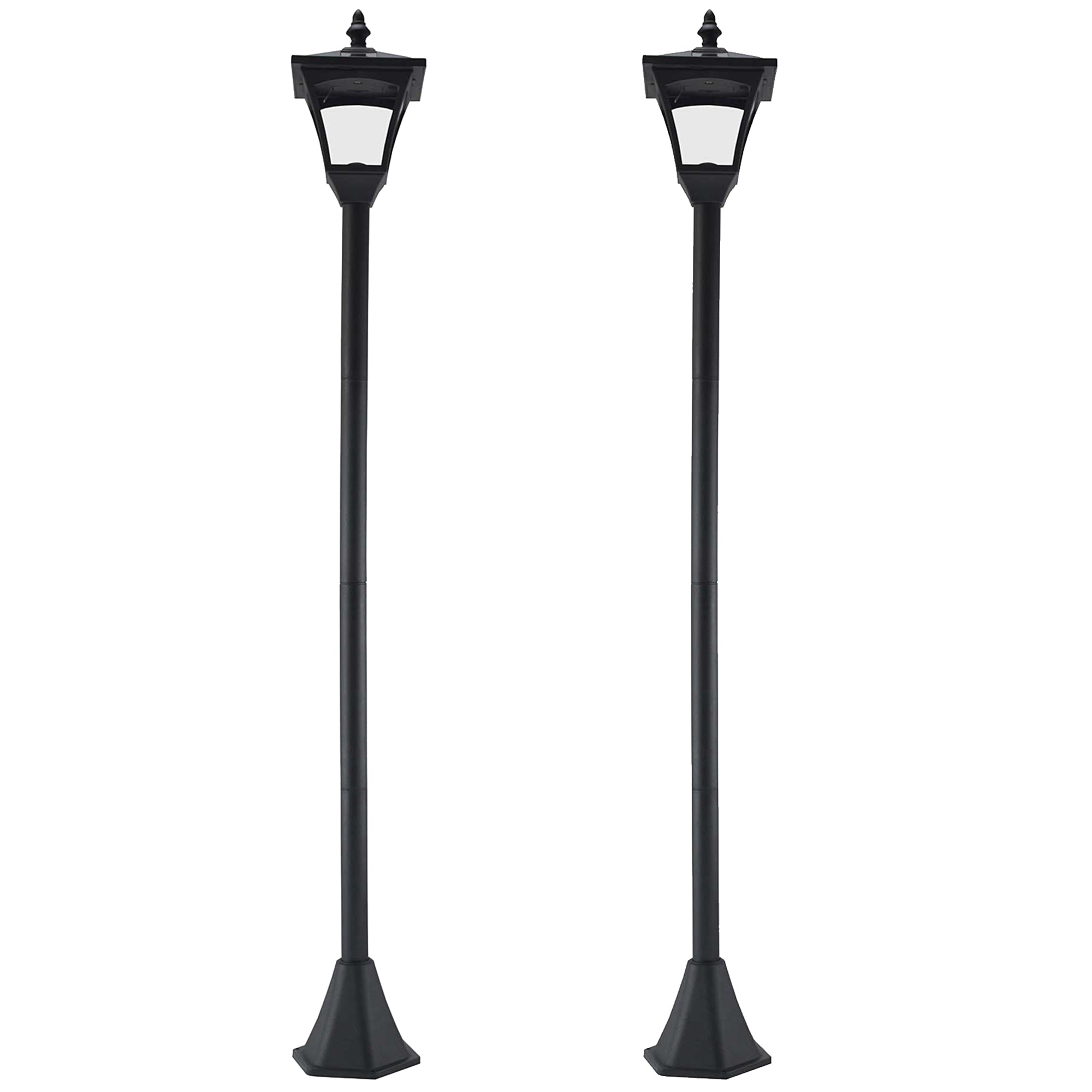 Outsunny Set of 2 Outdoor Garden Solar Post Lamp Sensor Dimmable LED Lantern Bollard IP44 Energy-saving 1.2M Tall, Black - North Peak Garden Furniture