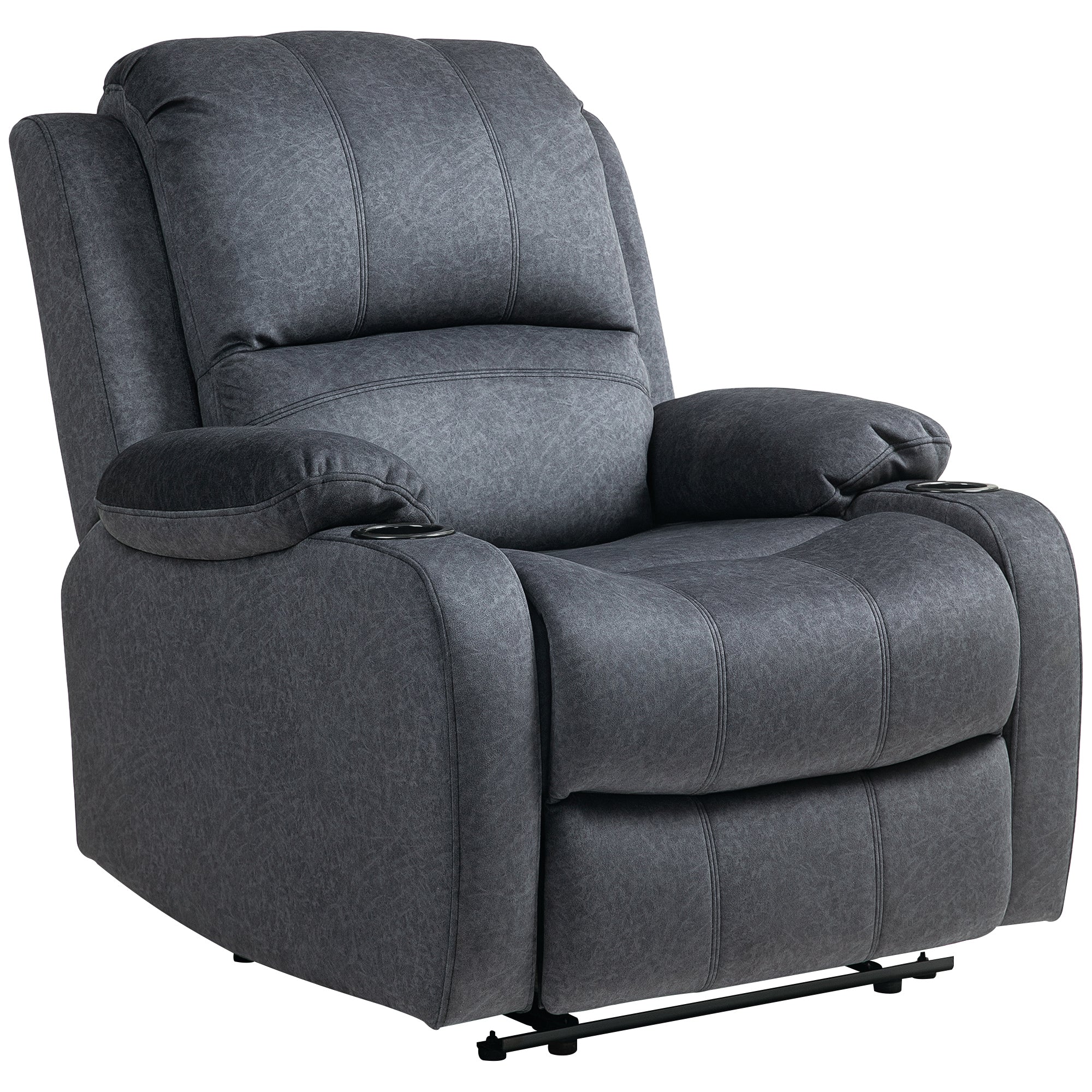 HOMCOM Microfibre Manual Reclining Armchair, with Footrest - Black - North Peak Garden Furniture