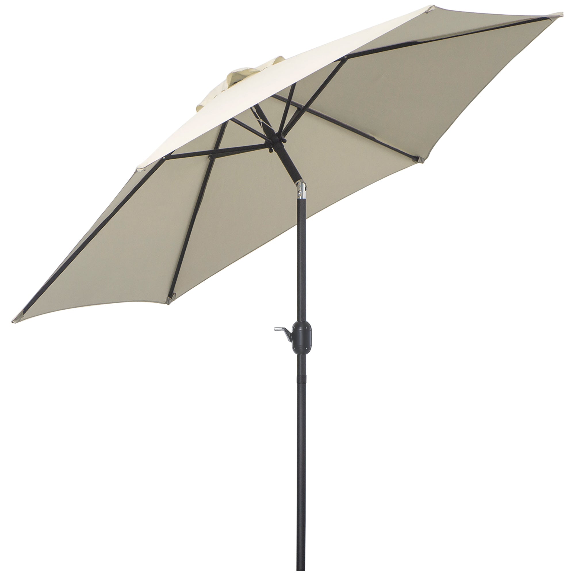 Outsunny2.6M Garden Parasol Umbrella with Tilt and Crank, Outdoor Sun Parasol Sunshade Shelter with Aluminium Frame, Grey - North Peak Garden Furniture