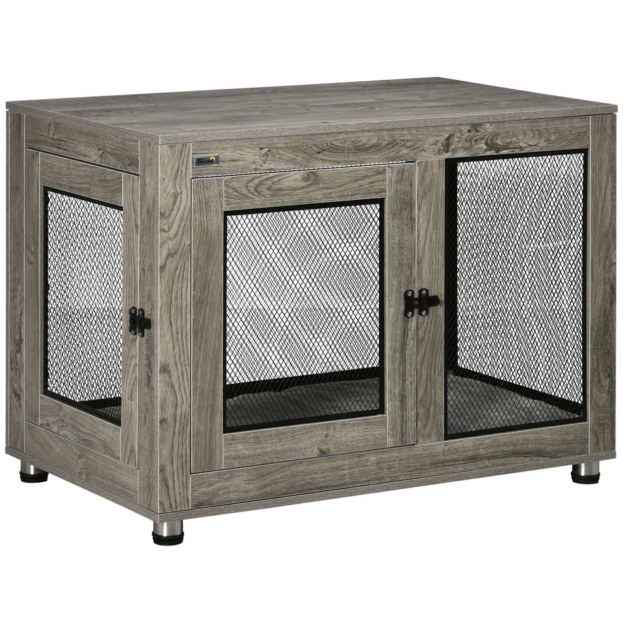 PawHut 2-in-1 Dog Cage & Side Table, with Two Doors, Cushion, for Large Dogs - North Peak Garden Furniture