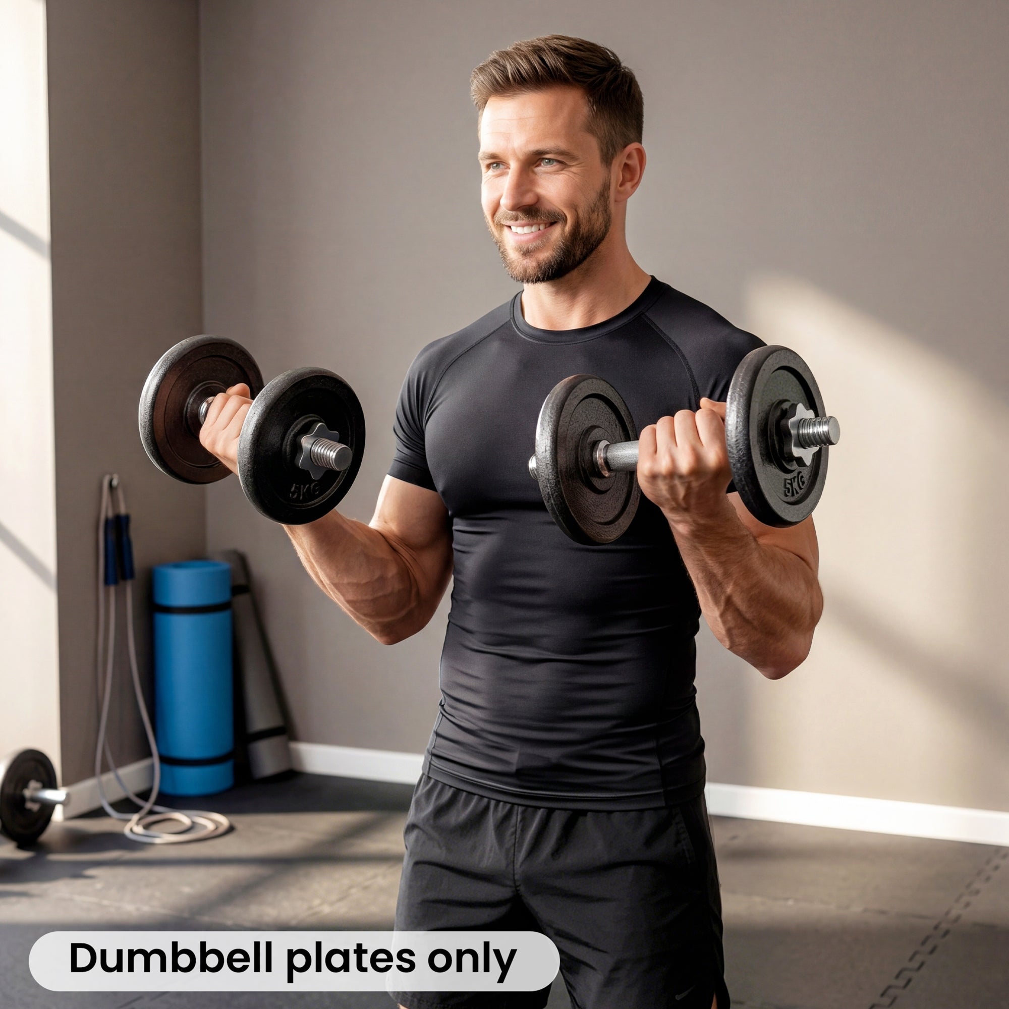 SPORTNOW Weight Plates Set, 1"/2.5cm Weight Disc Pair, 4 x 5kg Metal Dumbbell/Barbell Plates for Home Gym
