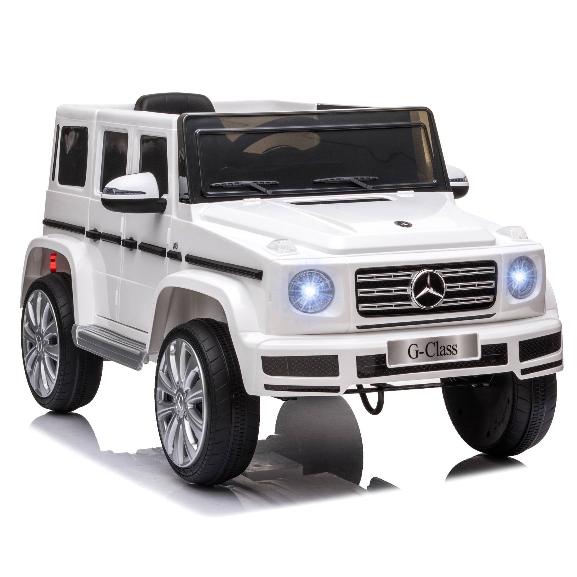 HOMCOM Mercedes Benz G500 Licensed 12V Kids Electric Ride On Car Toy with Parental Remote Control Battery-powered 2 Motors Music Lights MP3 for 3-8 Years Old White - North Peak Garden Furniture