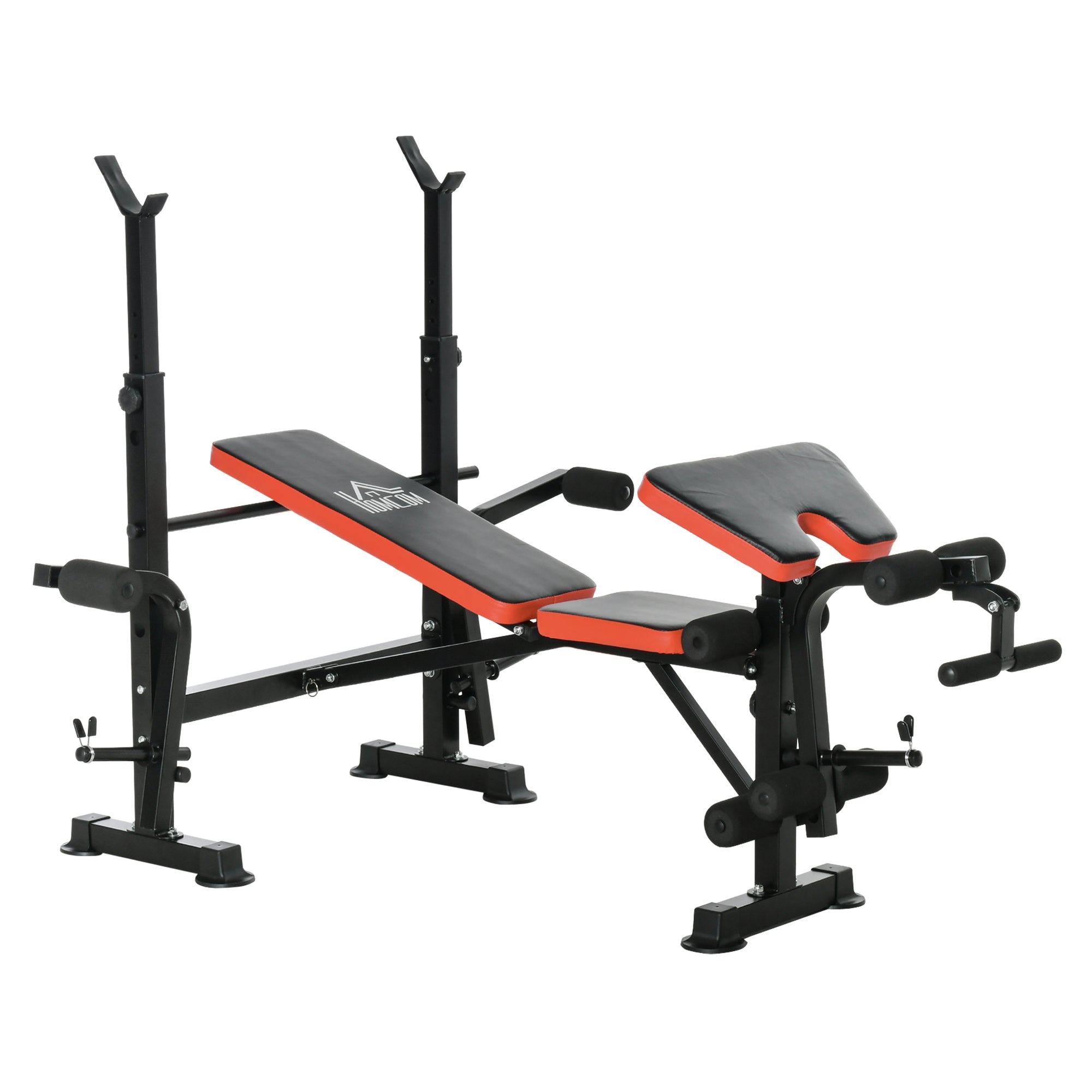 HOMCOM Adjustable Weight Bench with Leg Developer Barbell Rack for Weight Lifting and Strength Training Multifunctional Workout Station for Home Gym Fitness - North Peak Garden Furniture