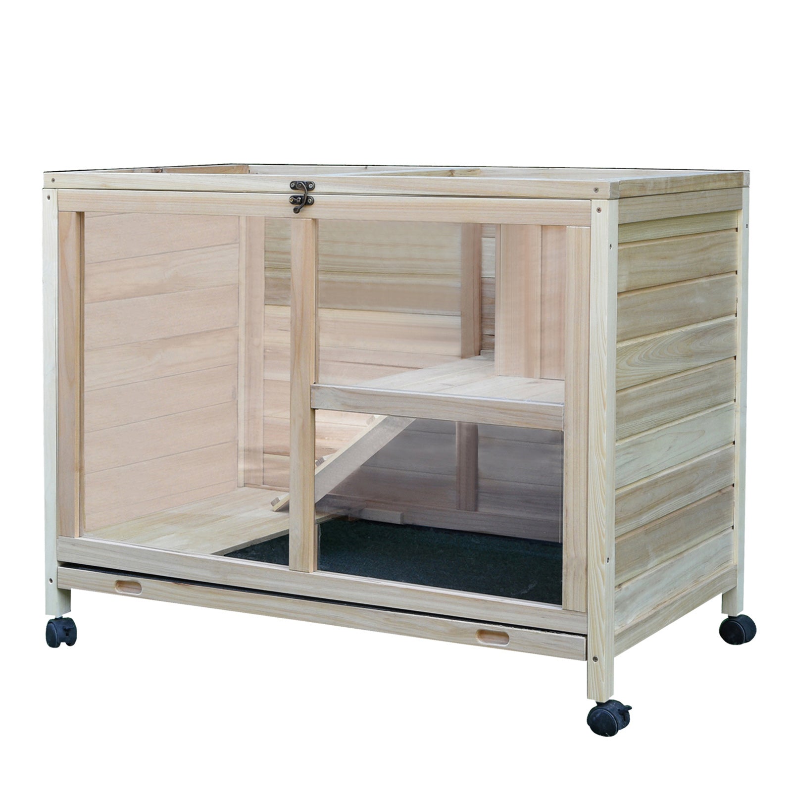 PawHut Small Animals Guinea Pigs Hutches Fir Wood Indoor Hutch - North Peak Garden Furniture
