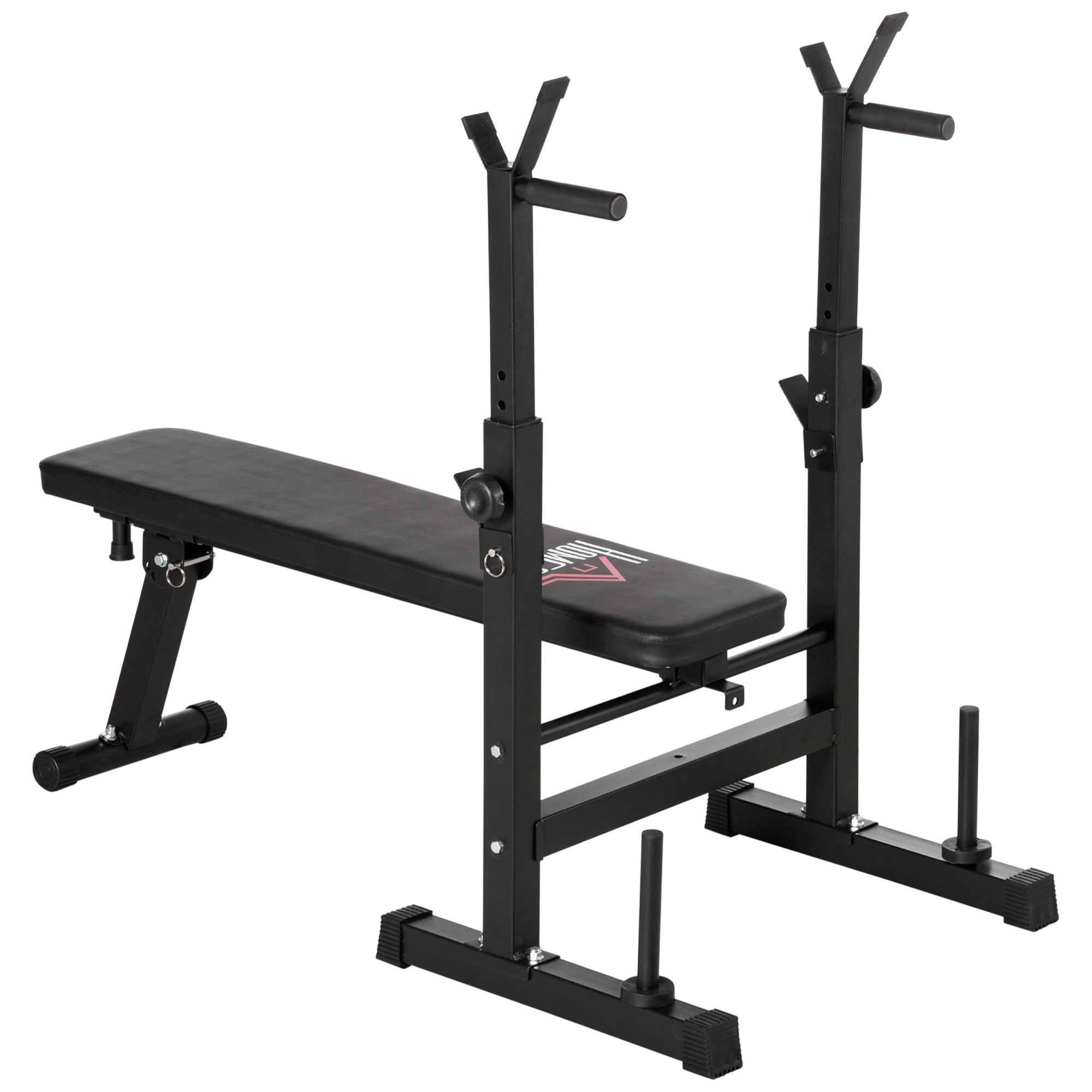 HOMCOM Adjustable Weight Bench Foldable Bench Press, with Barbell Rack, Black - North Peak Garden Furniture
