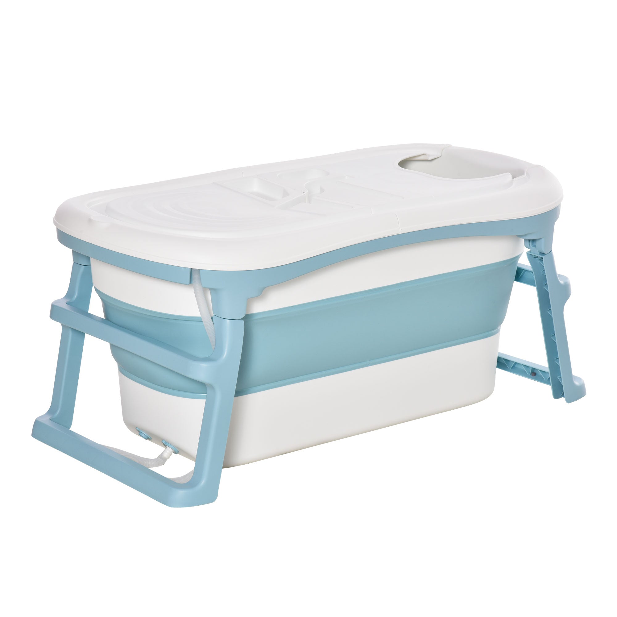HOMCOM Foldable Bathtub Kids Bath Tub with Lid Large Freestanding Bathtubs Home Sauna for Toddler Children Teenage 1 - 12 Years - North Peak Garden Furniture