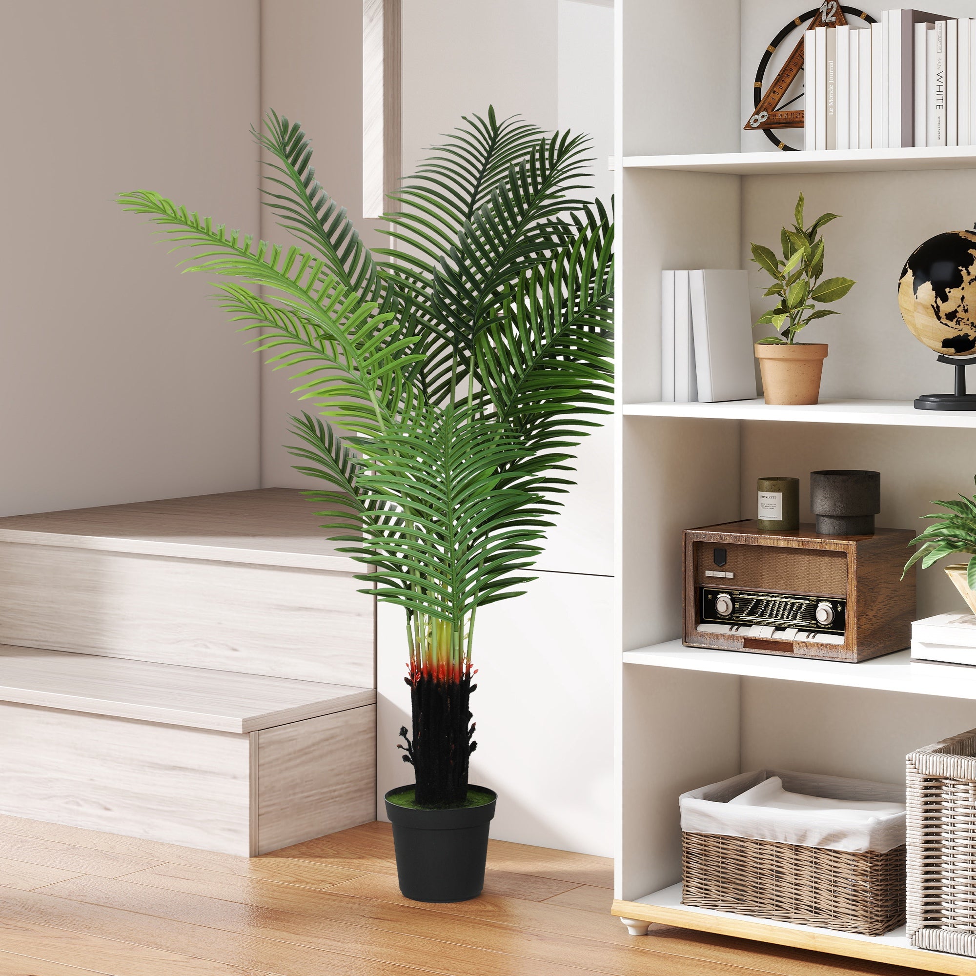 HOMCOM 150cm Artificial Areca Palm Tree with 12 PE Leaves, Decorative Artificial Plant with Plastic Pot and Flocked Soil, Fake Plant for Home Office Decor, Green