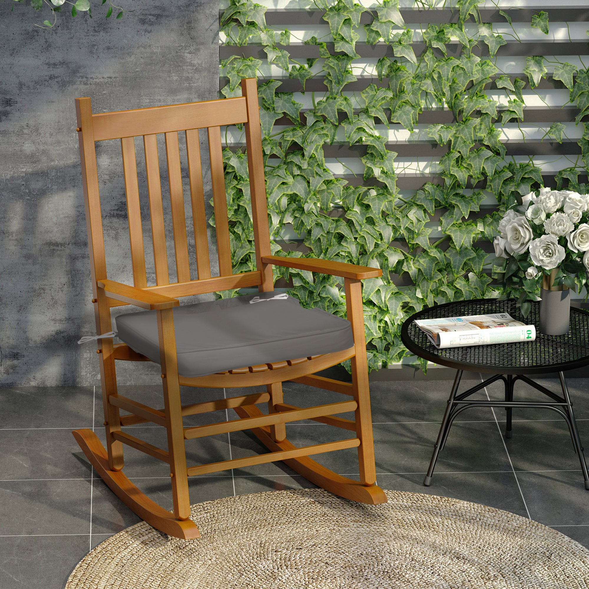 Outsunny Set of 6 Pcs Chair Cushion, 42Lx42Wx5T cm-Grey - North Peak Garden Furniture