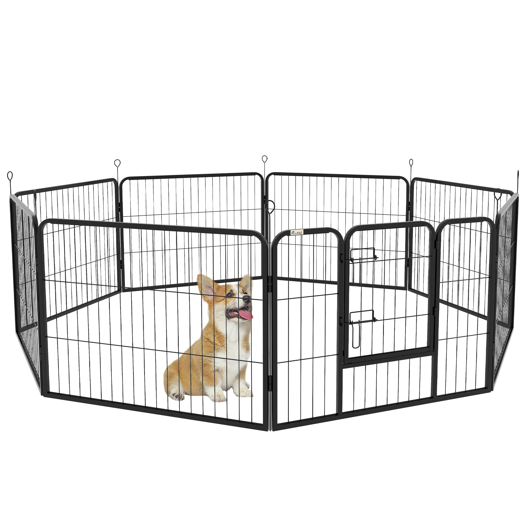 PawHut Steel 8 Panel Dog pen Pet Puppy PlayPen Black - North Peak Garden Furniture
