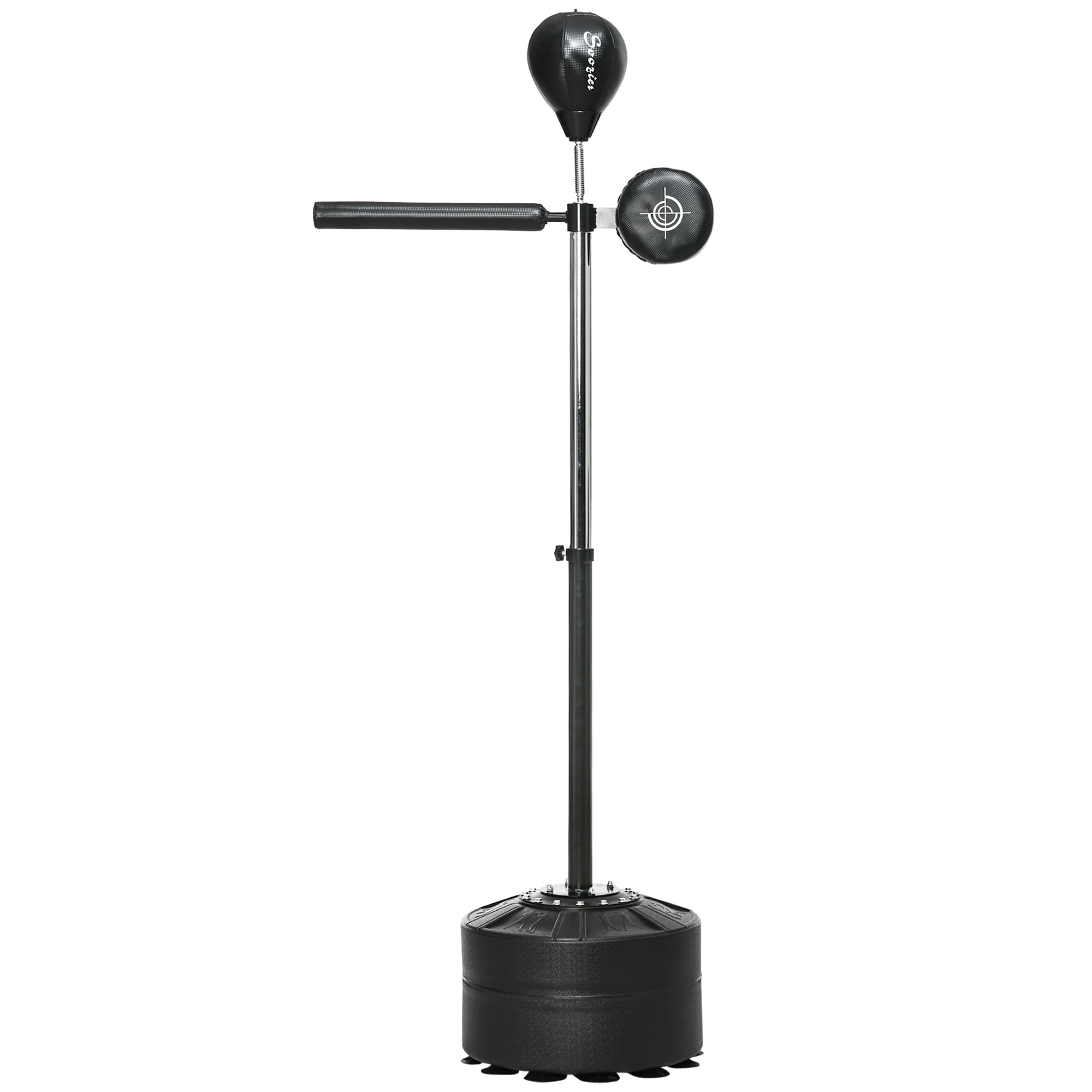 SPORTNOW Adjustable Speed Bag, Boxing Bag, with Stand, Reflex Bar, Punching Pad, Black - North Peak Garden Furniture