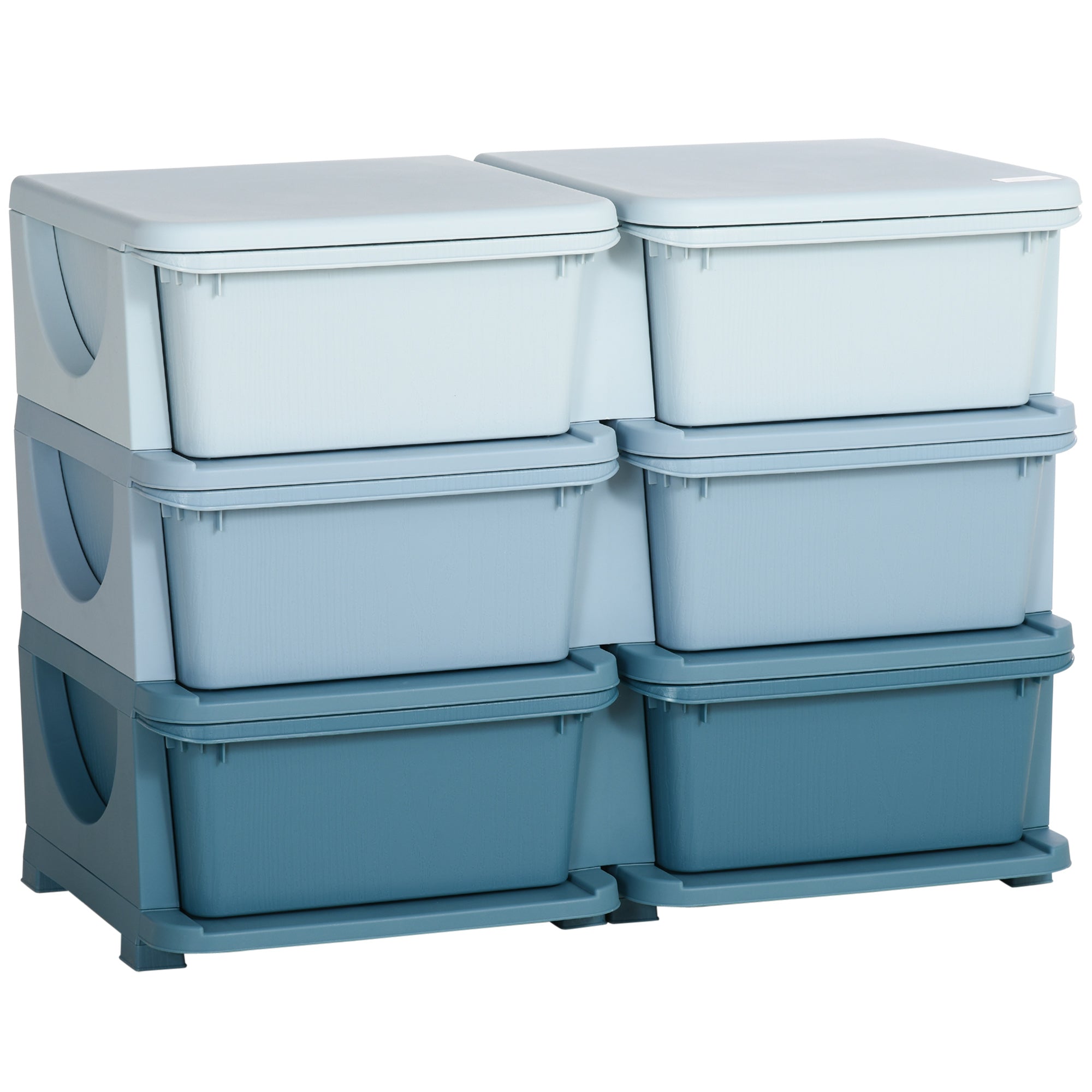 HOMCOM Kids Storage Unit, with Six Drawers - Blue - North Peak Garden Furniture