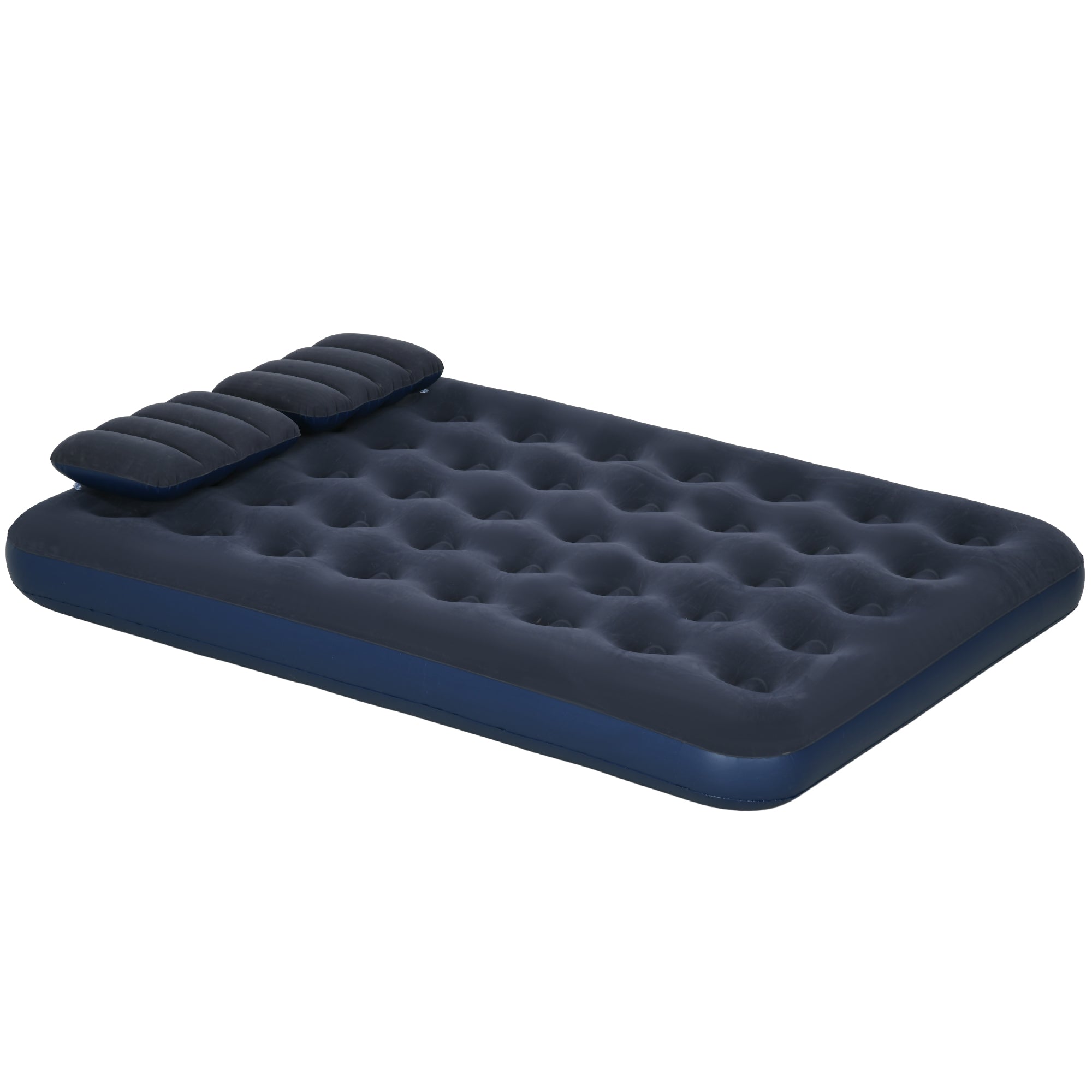 Outsunny Inflatable King Size Air Bed, with Built-In Hand Pump - Blue - North Peak Garden Furniture