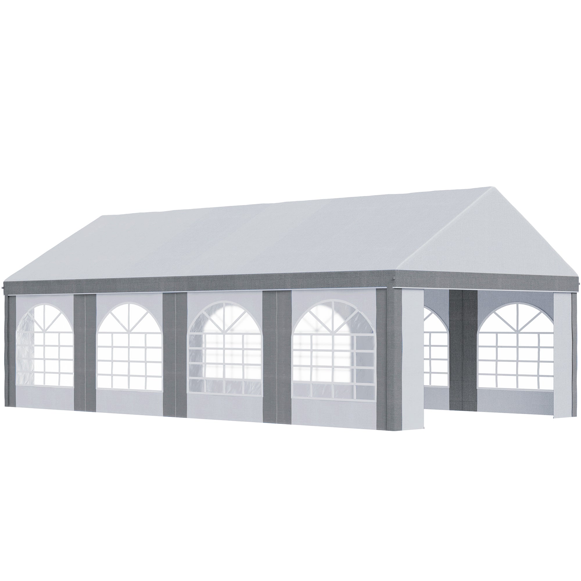 Outsunny 8 x 4m Galvanised Party Tent, Marquee Gazebo with Sides, Eight Windows and Double Doors, for Parties, Wedding and Events - North Peak Garden Furniture