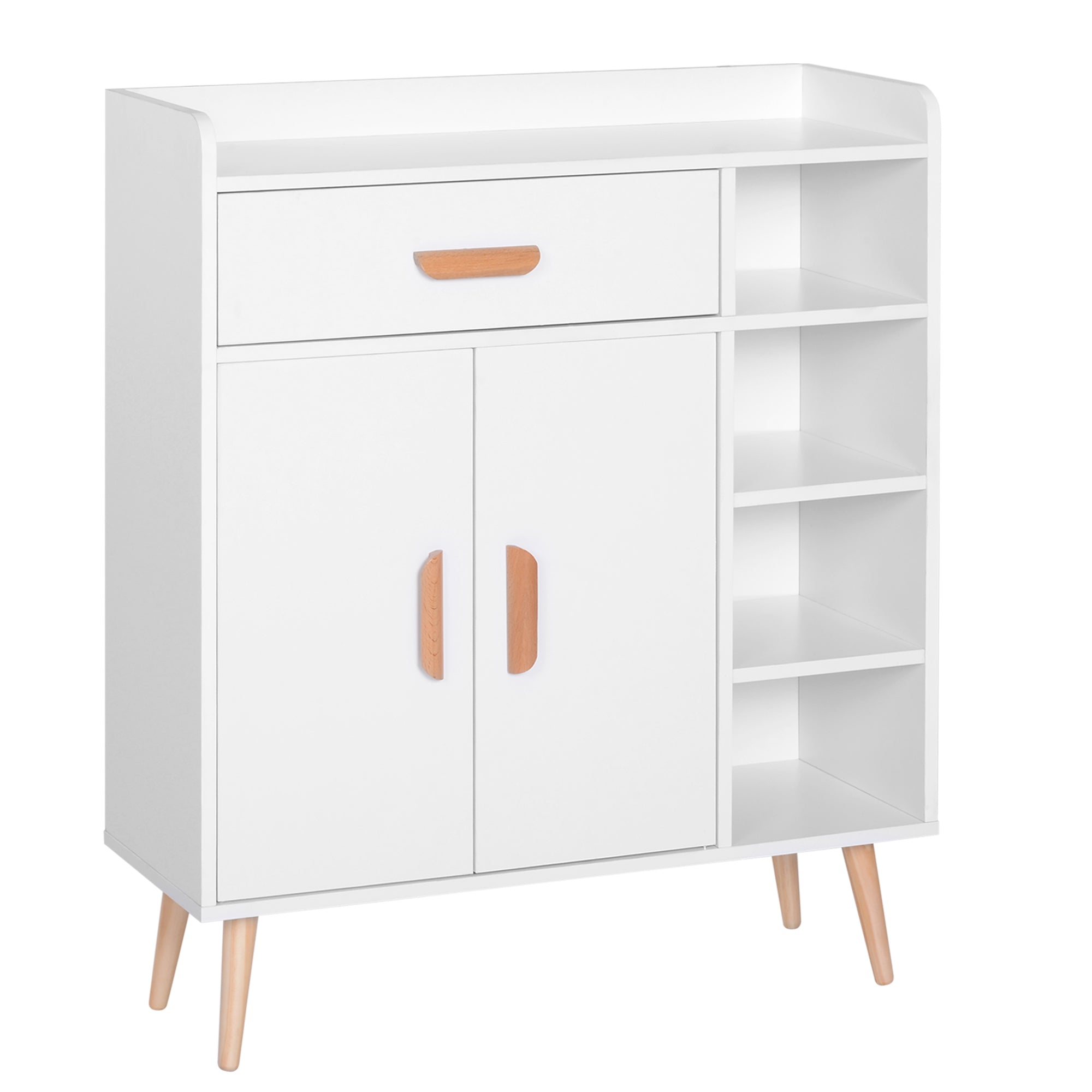 HOMCOM Sideboard, Side Cabinet, Floor Cupboard with Storage Drawer for Hallway, Kitchen, Bedroom, Living Room, White - North Peak Garden Furniture
