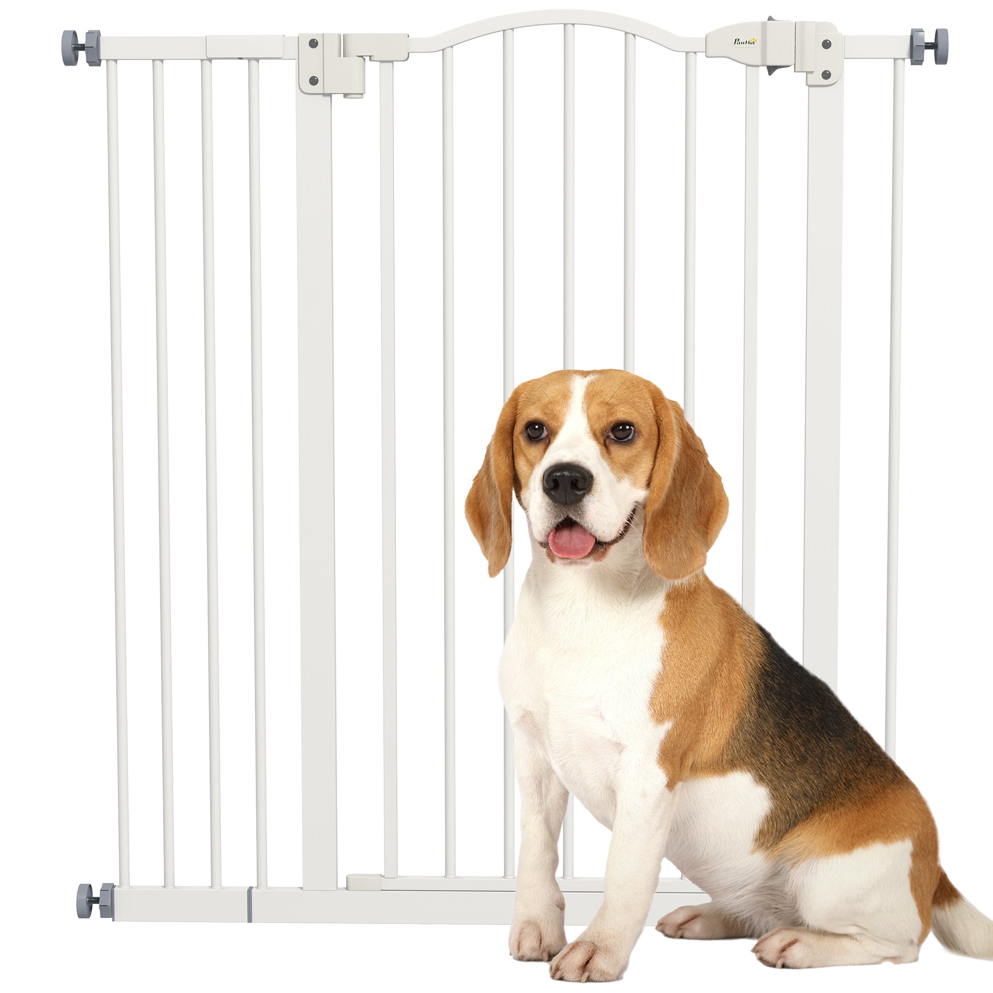 PawHut Pressure Fit Dog Stair Gate No Drilling Safety Gate Auto Close for Doorways, Hallways, 74-94cm Adjustable, 94cm Tall, White - North Peak Garden Furniture