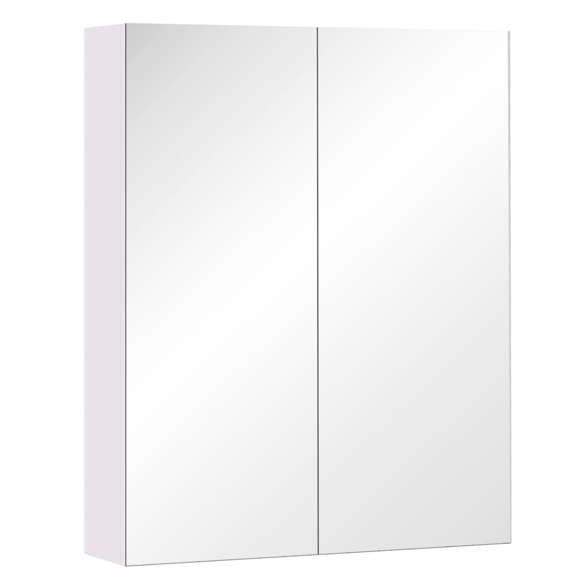 HOMCOM Mirror Cabinet, Wall Mount Bathroom Storage Cabinet with Adjustable Shelf, Double Door Cupboard, 60 x 15 x 75 cm, White - North Peak Garden Furniture
