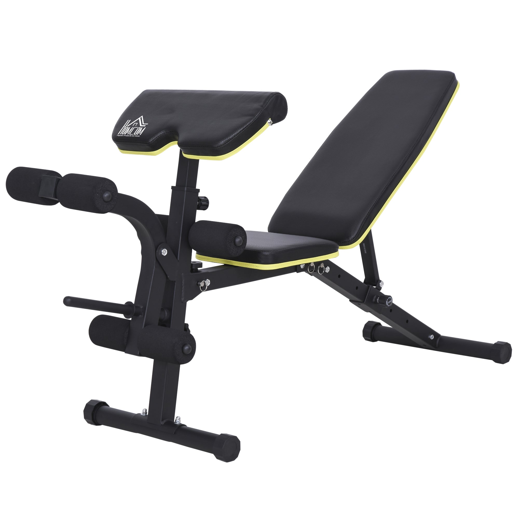 HOMCOM PVC Upholstered Steel Sit-Up/Dumbbell Duo Bench Black - North Peak Garden Furniture