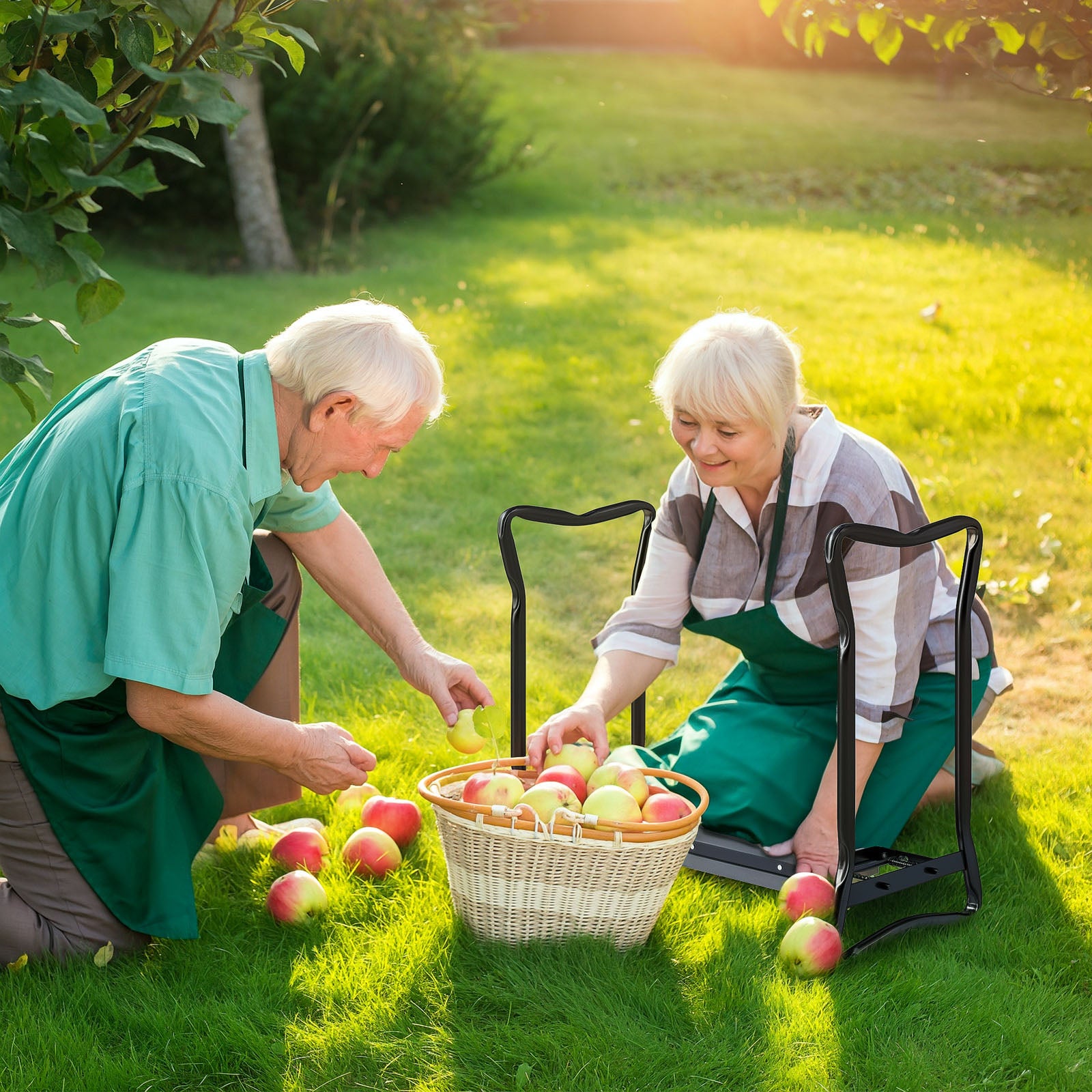 Outsunny 2 In 1 Garden Kneeler Seat Kneeling Pad Support Bench Foldable Knee Protector, Grey - North Peak Garden Furniture