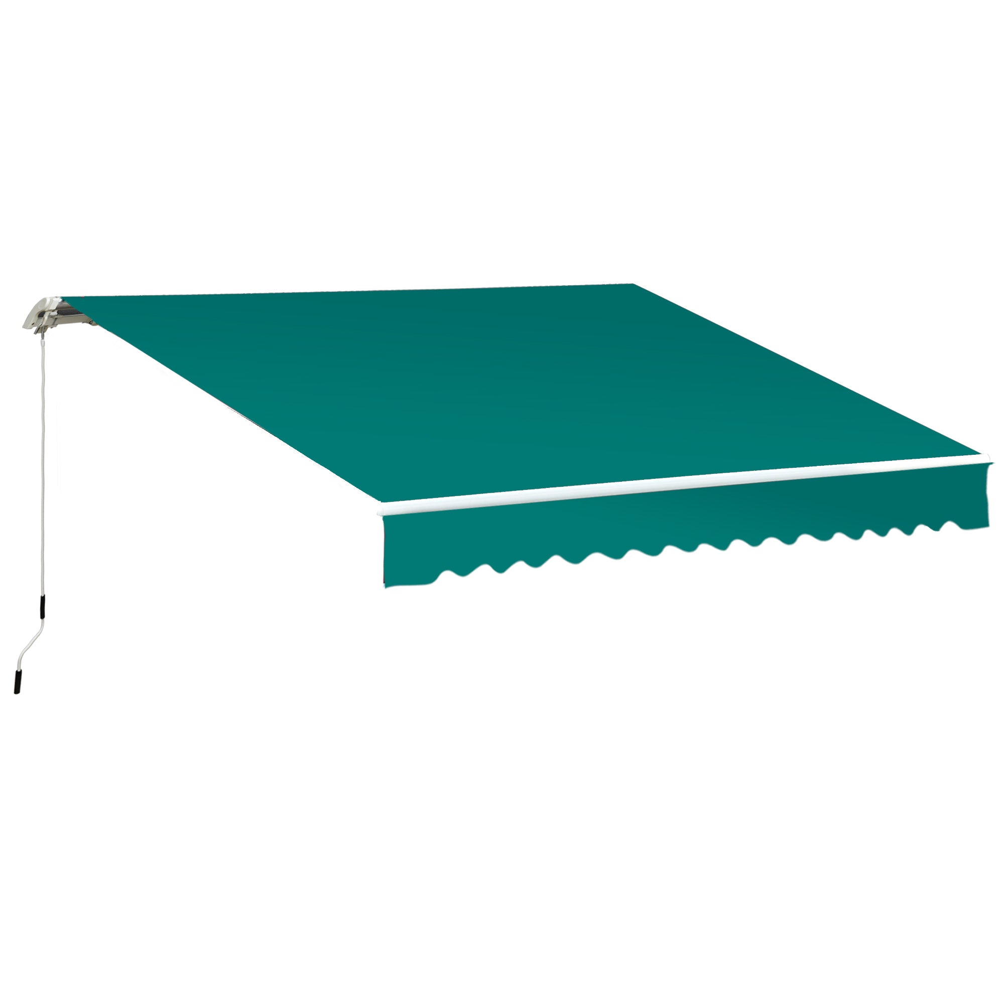 Outsunny Manual Retractable Awning, 3.5x2.5 m-Green - North Peak Garden Furniture