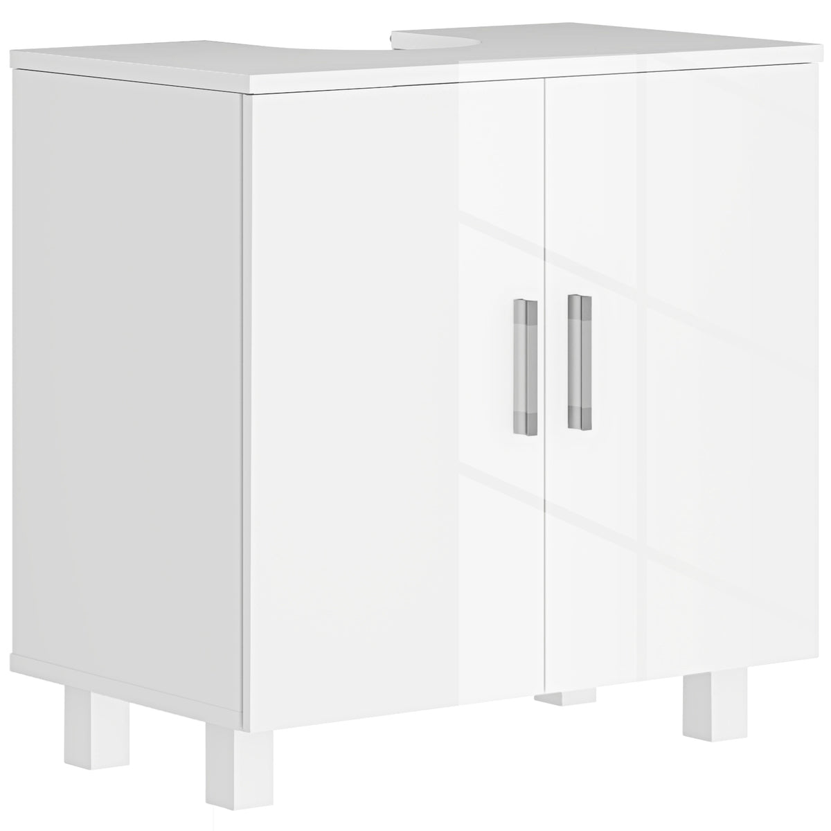HOMCOM Bathroom Under Sink Cabinet for Basin without or with Pedestal - High Gloss White