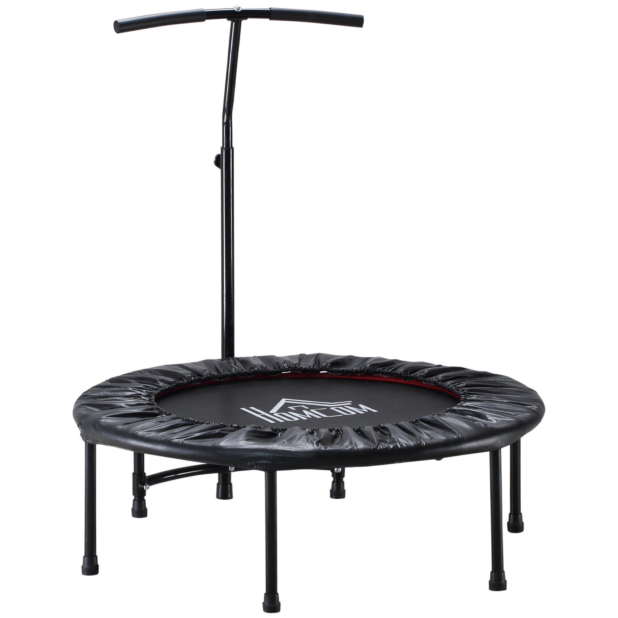 HOMCOM 40'' Fitness Trampoline with Adjustable Handle, Rebounder Trampoline Mini Jumper for Indoor Exercise Workout, Support Up to 100kg, Black - North Peak Garden Furniture
